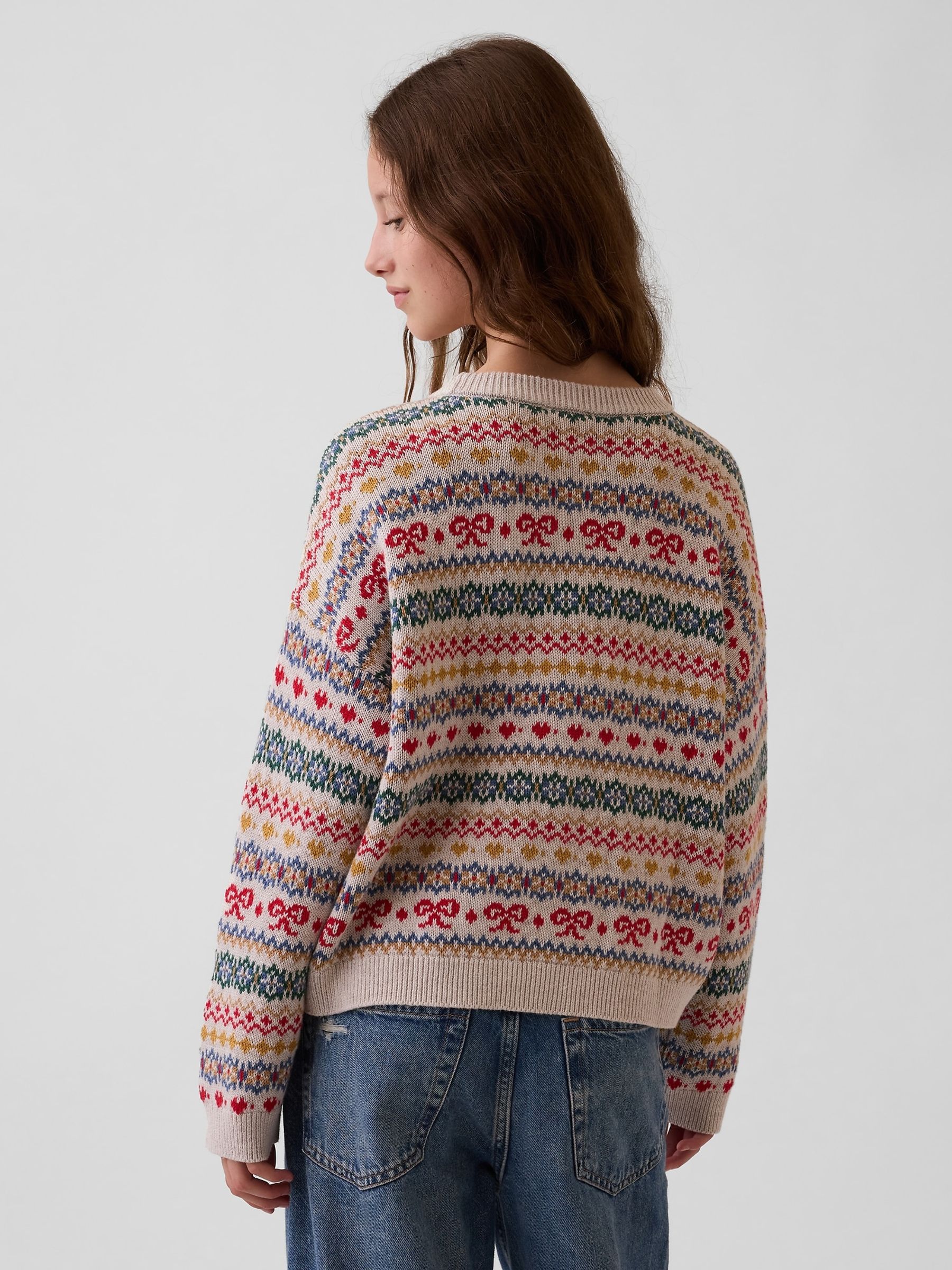 Fair Isle Oversized Crew Neck Jumper - Image 2 of 5 Fair Isle Oversized Crew Neck Jumper - Image 2 of 5