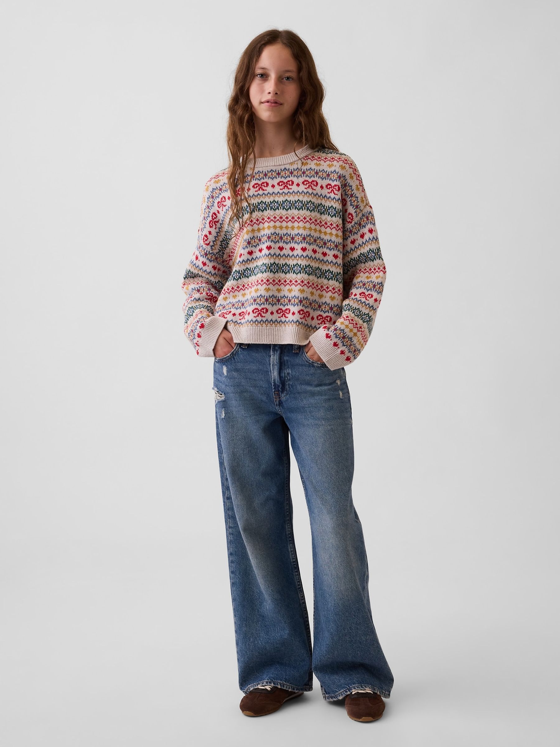 Fair Isle Oversized Crew Neck Jumper - Image 3 of 5