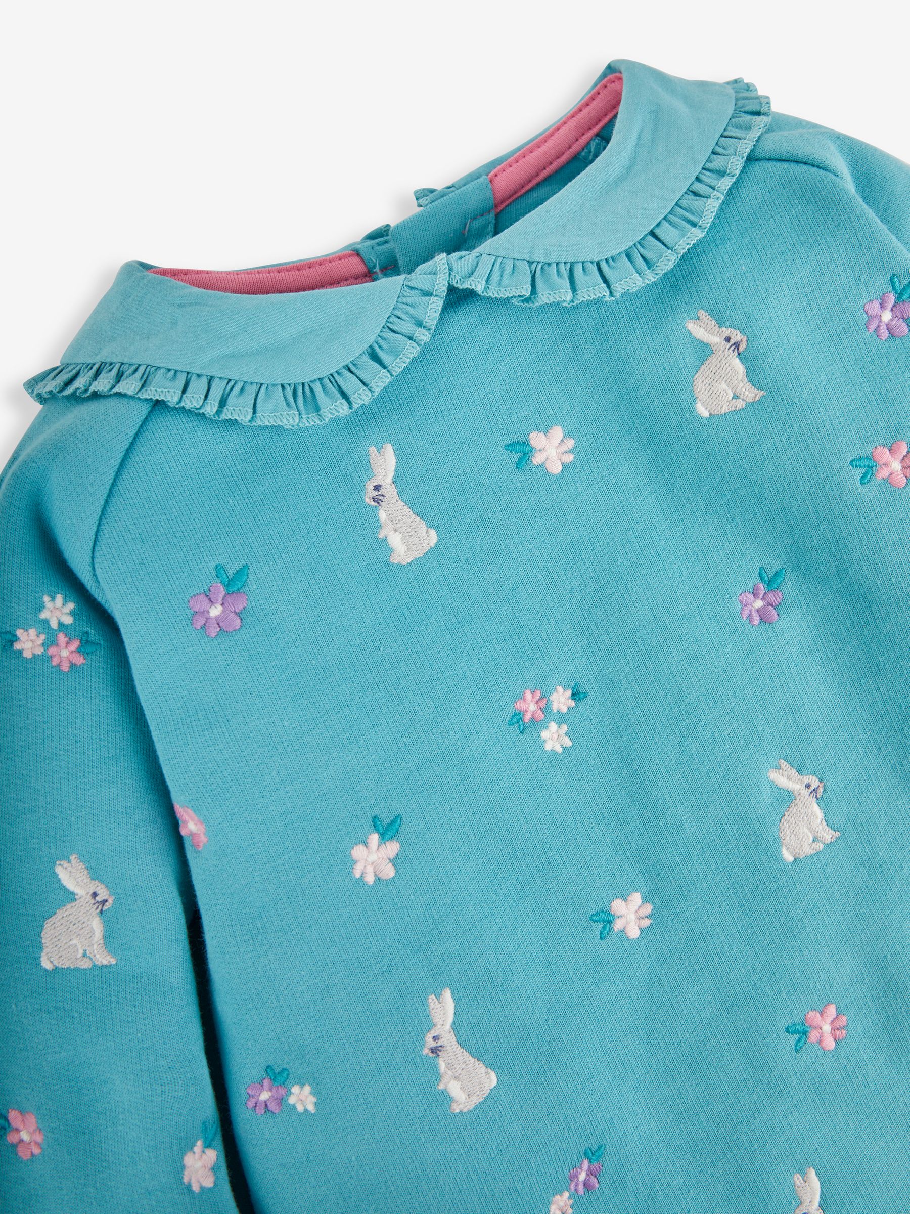 Duck Egg Girls' Bunny Embroidered Sweatshirt With Collar - Image 2 of 3