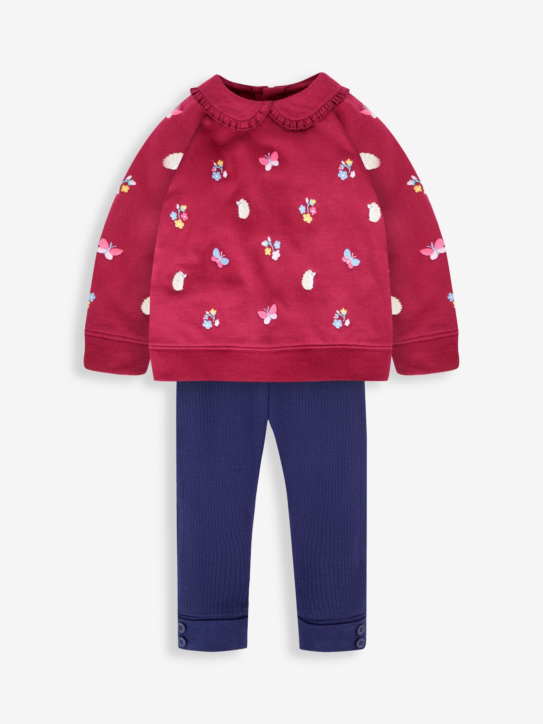 Berry Girls' Hedgerow Embroidered Sweatshirt With Collar & Leggings Set - Image 1 of 5