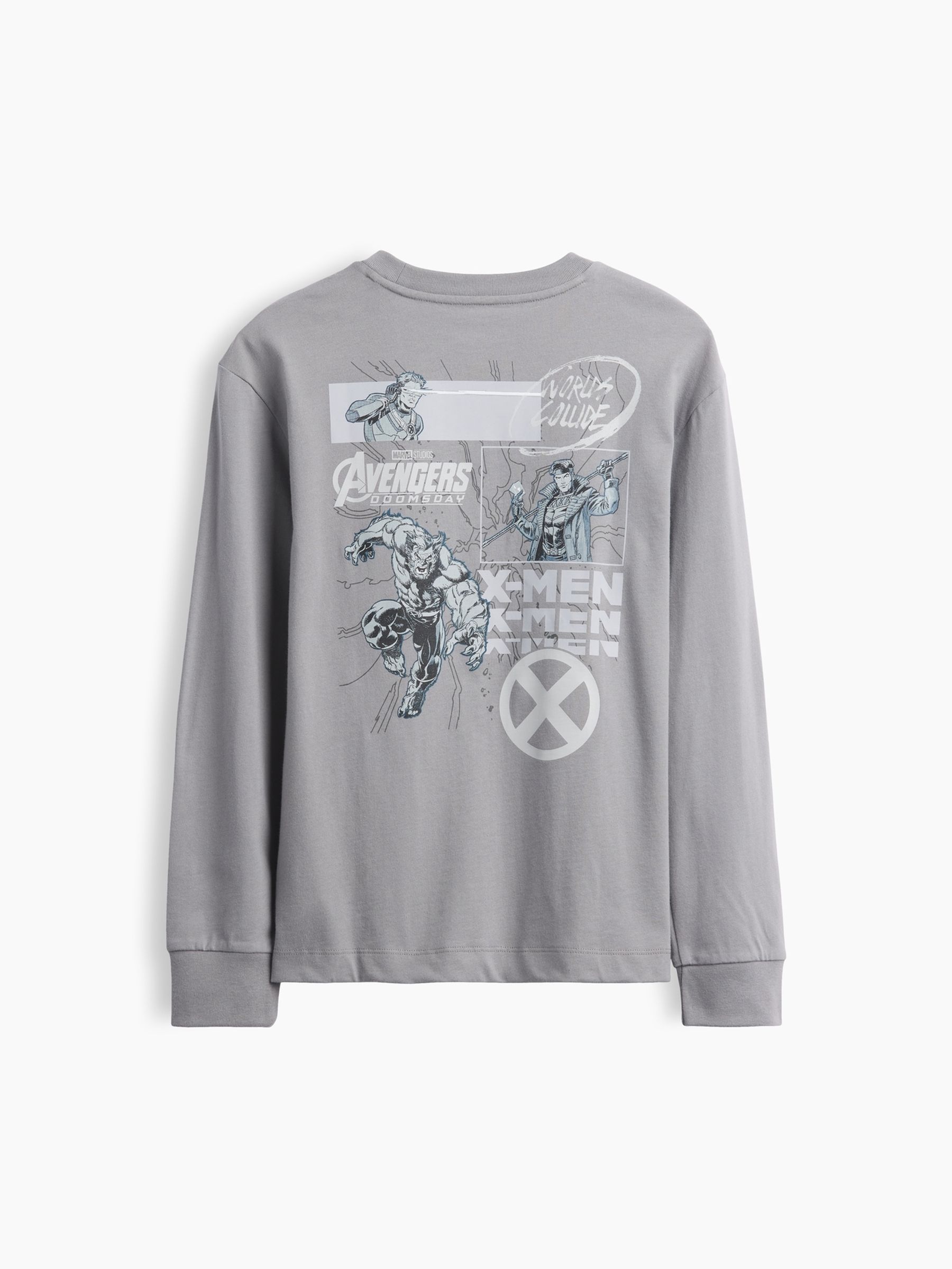 Grey X-Men Marvel Relaxed Graphic Long Sleeve T-Shirt - Image 2 of 3