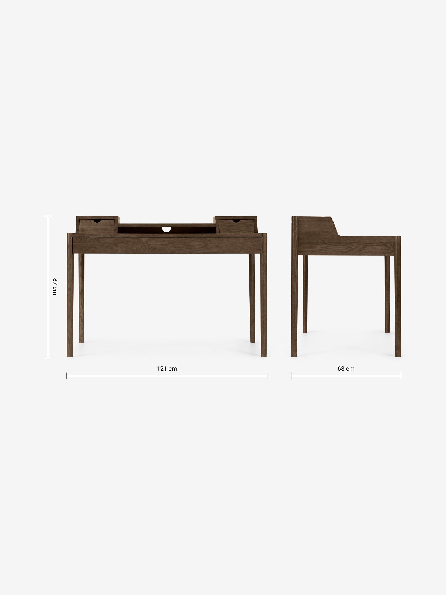 Leonie Wide Office Desk in Dark Stain Oak - Image 5 of 6