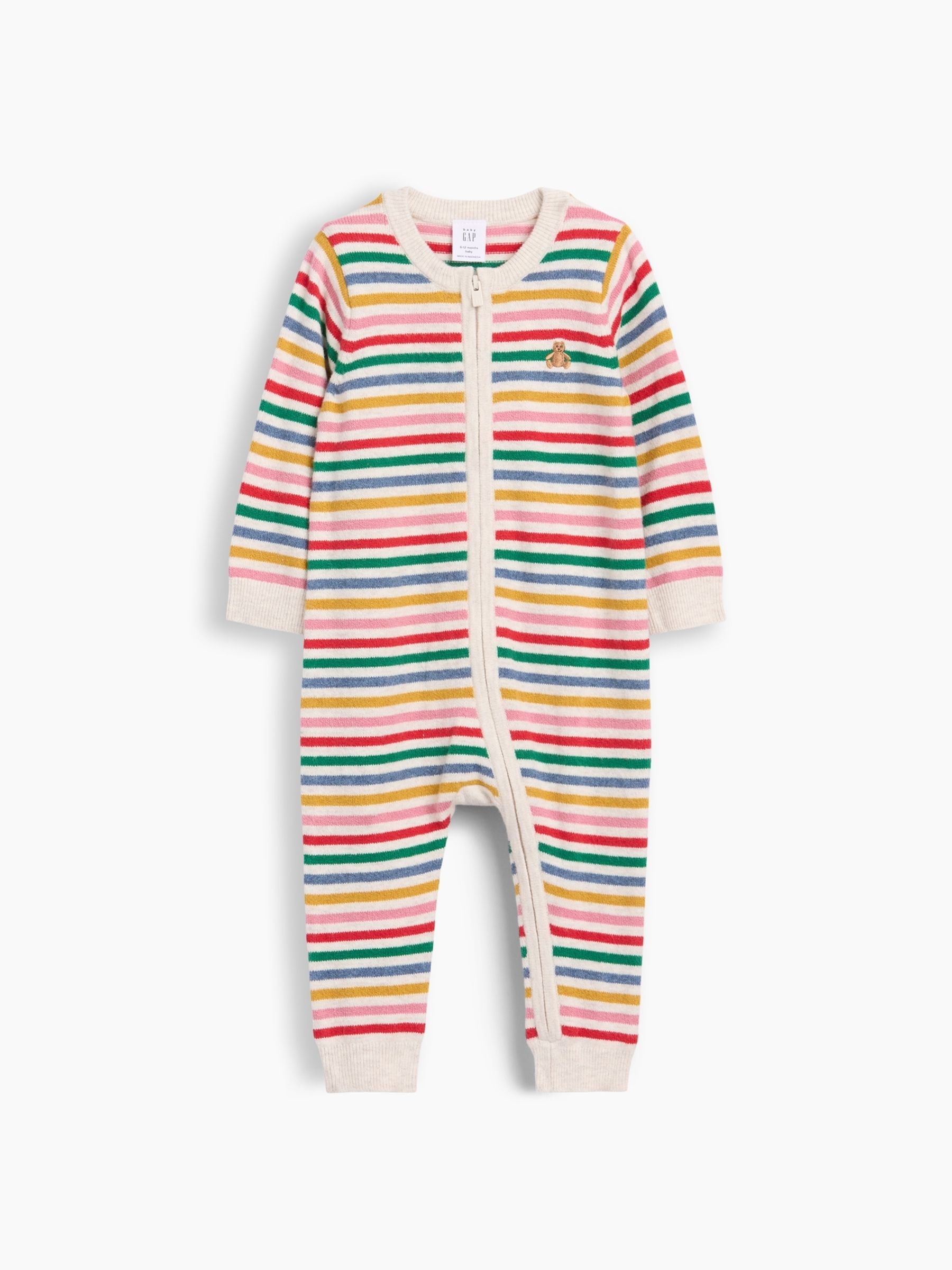 Multi Stripe CashSoft Knitted Zip-Up Baby All-In-One - Image 2 of 3