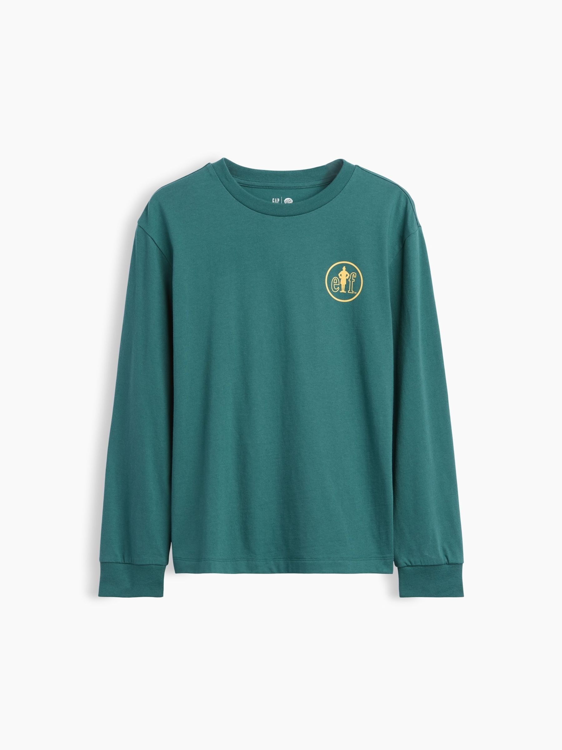 Green Elf Christmas Graphic Relaxed Long Sleeve T-Shirt - Image 1 of 3