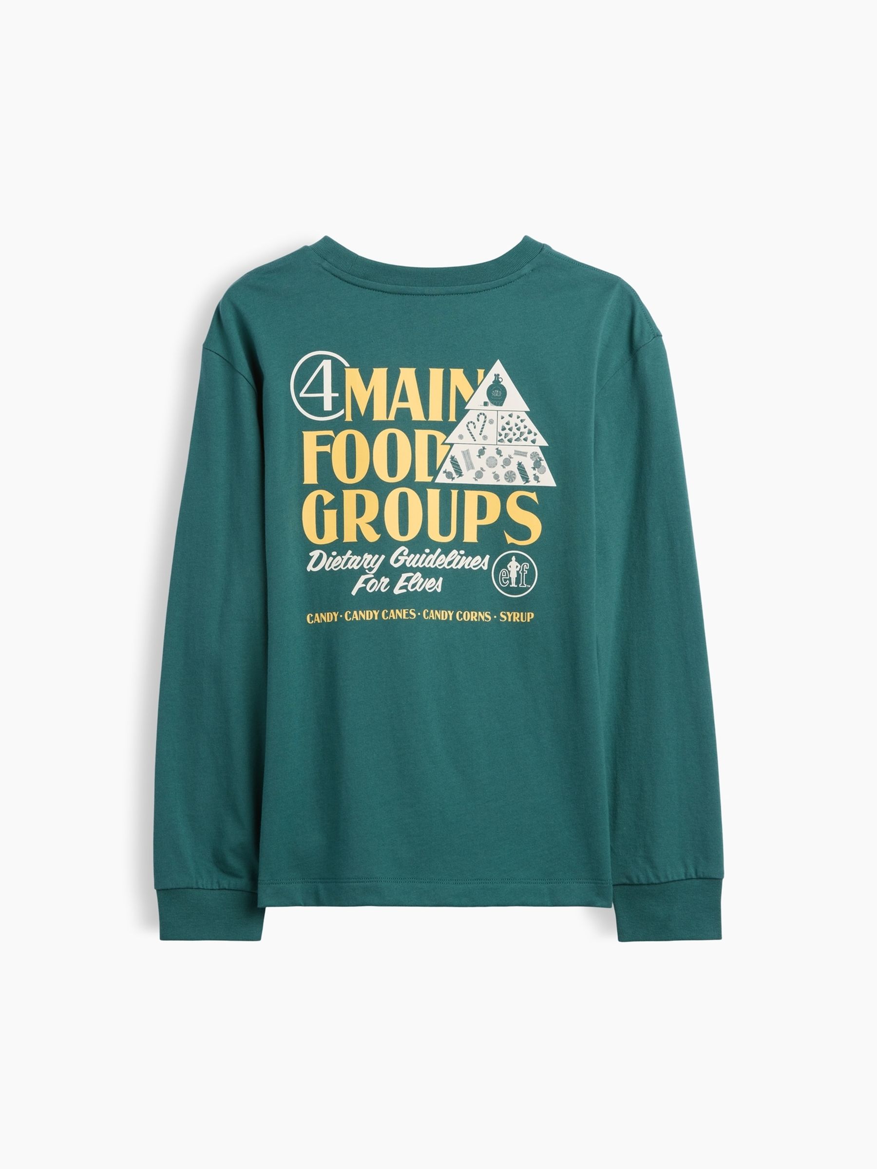Green Elf Christmas Graphic Relaxed Long Sleeve T-Shirt - Image 2 of 3