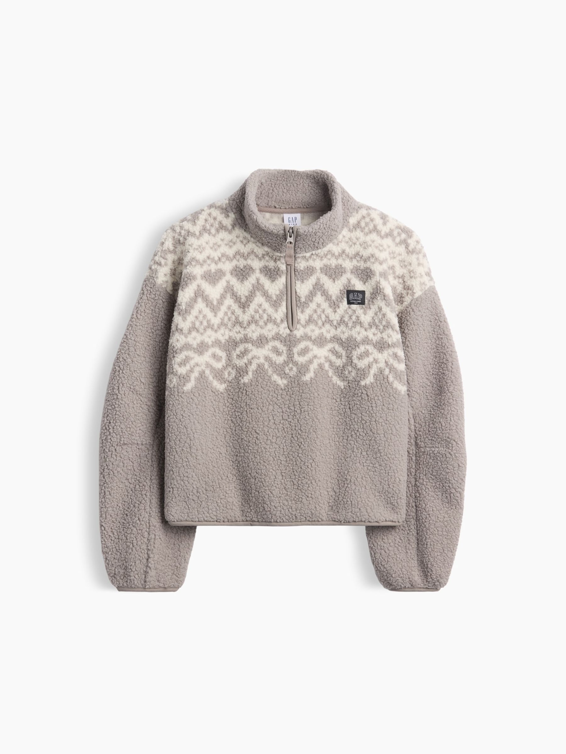 Brown Fair Isle Sherpa Quarter-Zip Fleece - Image 1 of 2