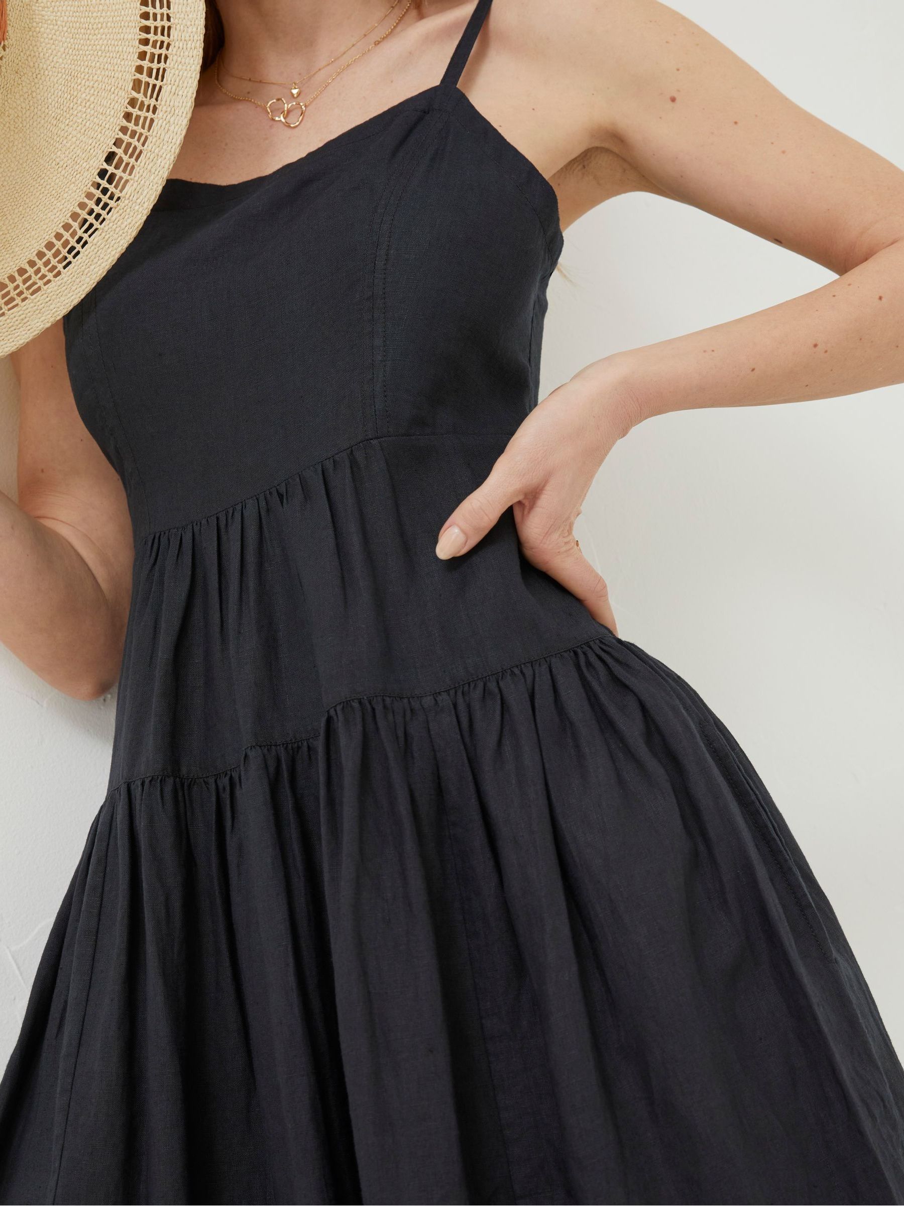 Black Linen Julien Midi Dress - Image 3 of 5