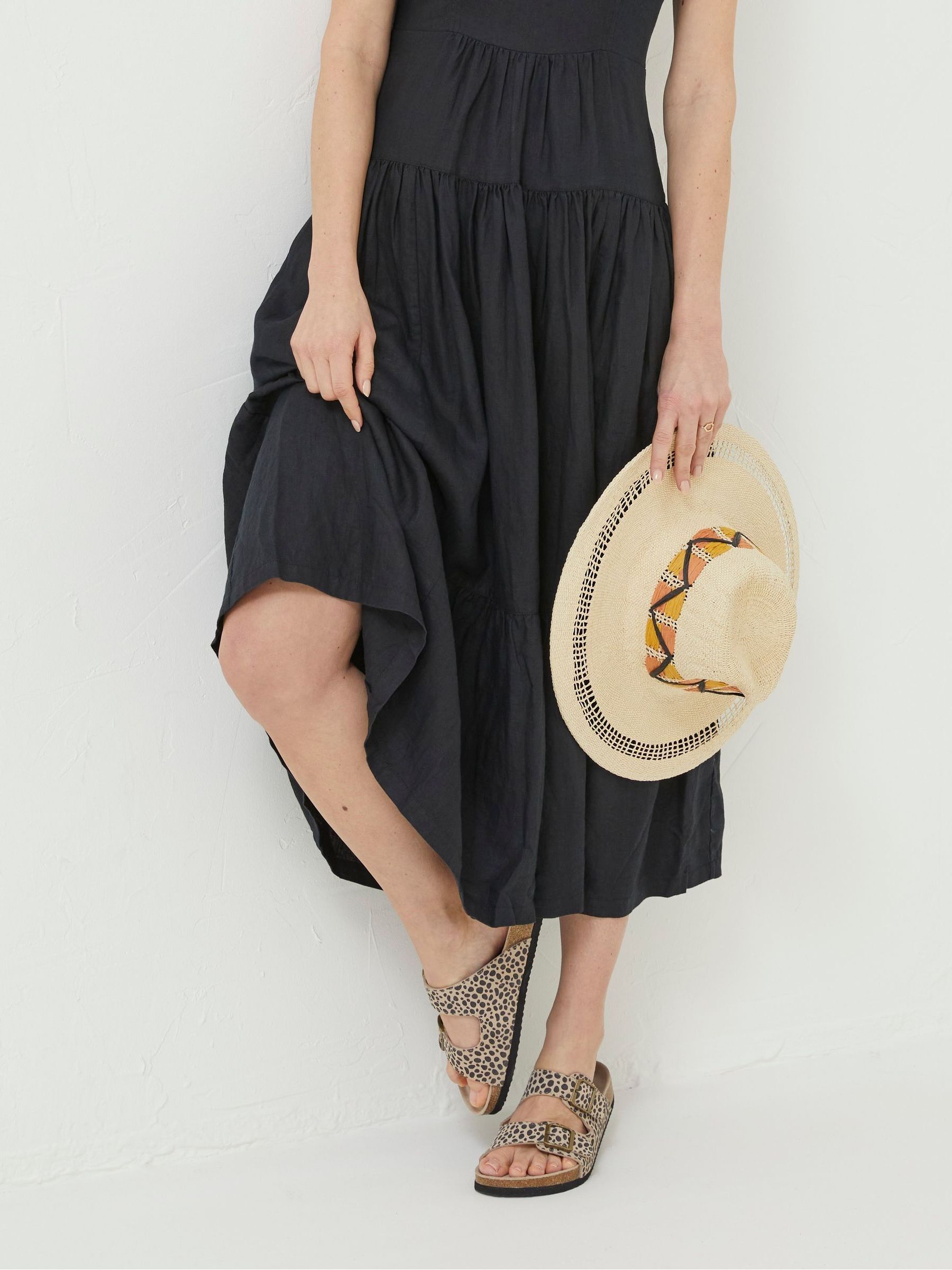 Black Linen Julien Midi Dress - Image 4 of 5