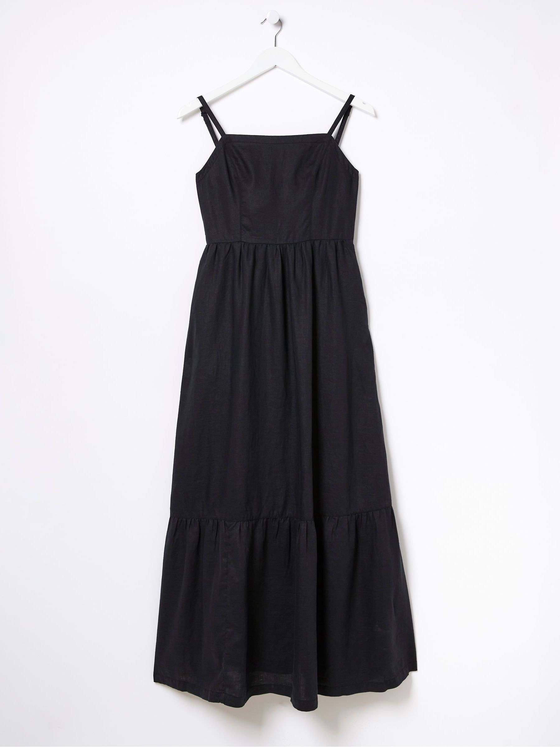 fat face black linen dress Black Linen Julien Midi Dress