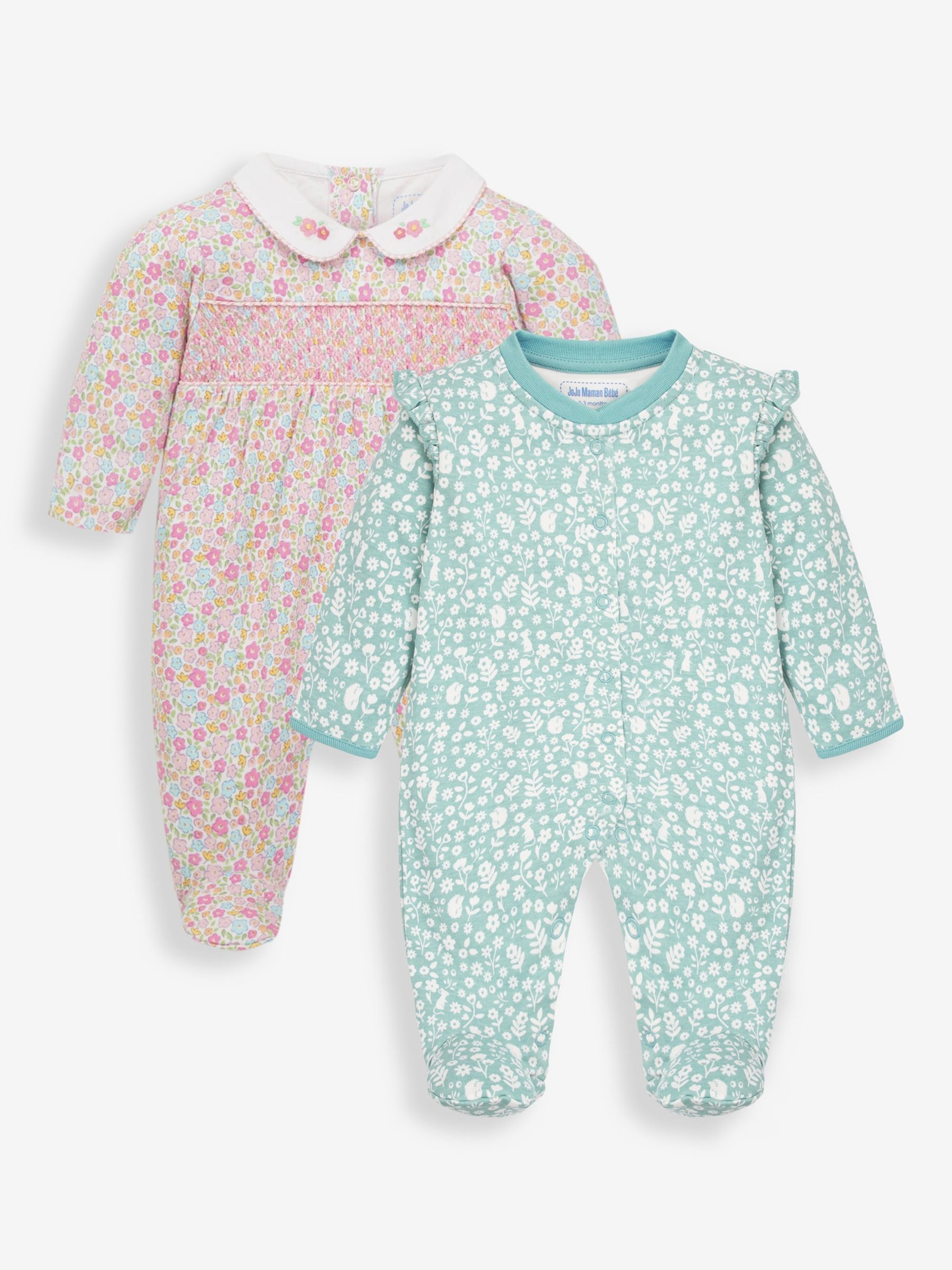 Pink 2-Pack Ditsy Sleepsuits - Image 1 of 5