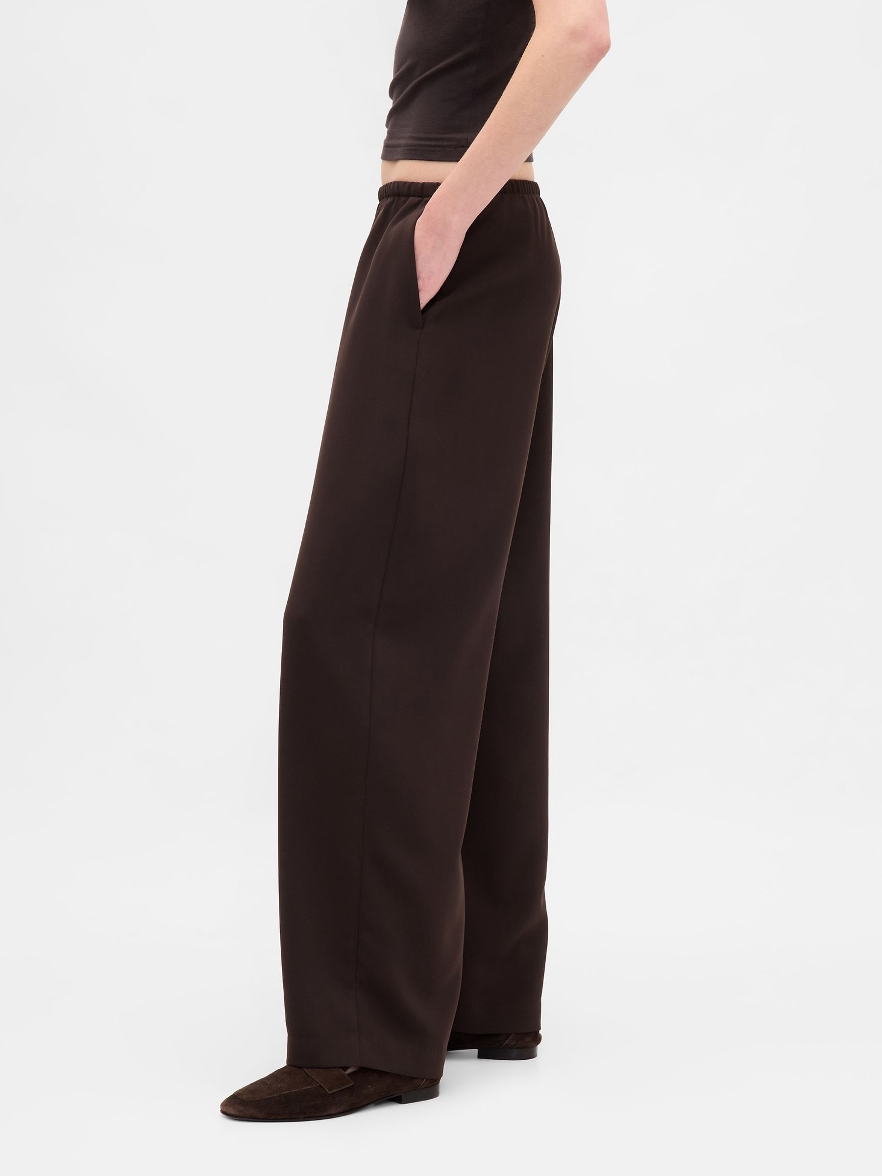 Dark Brown Easy Wide-Leg Trousers - Image 4 of 6
