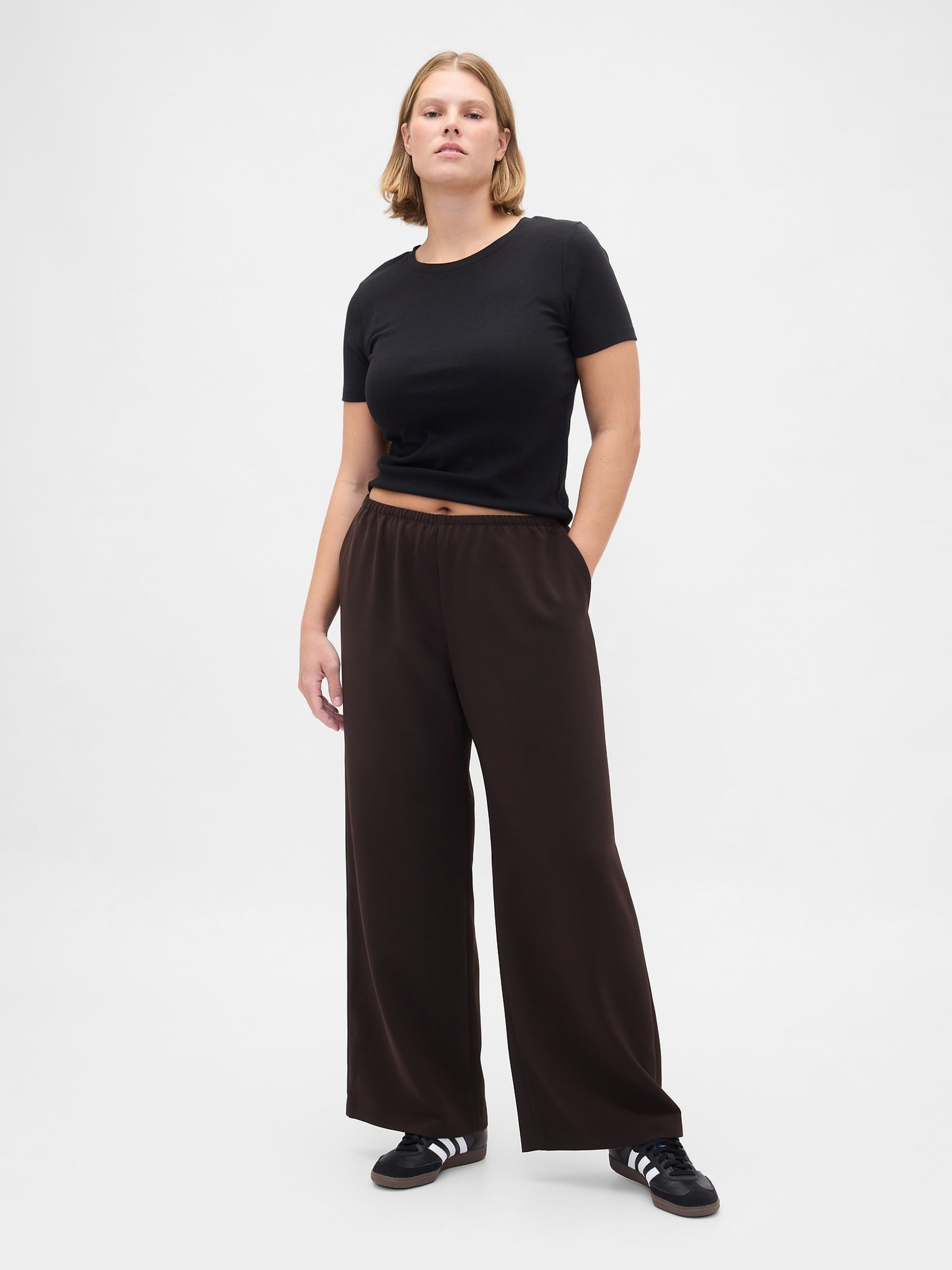 Dark Brown Easy Wide-Leg Trousers - Image 5 of 6