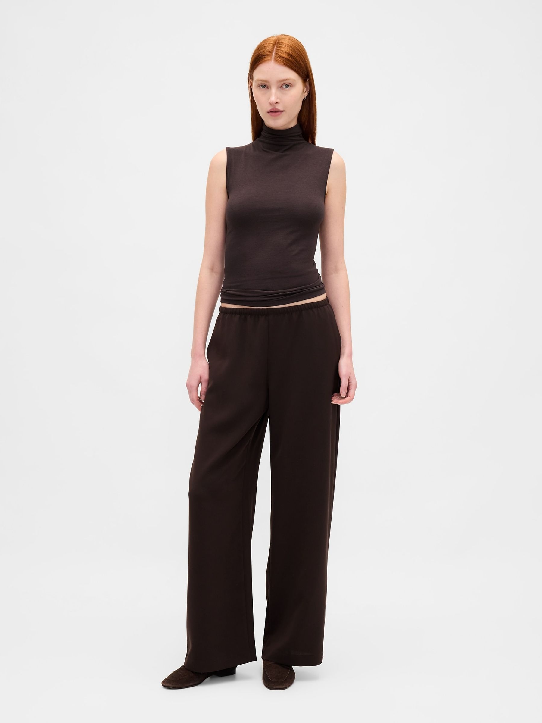 Dark Brown Easy Wide-Leg Trousers - Image 6 of 6