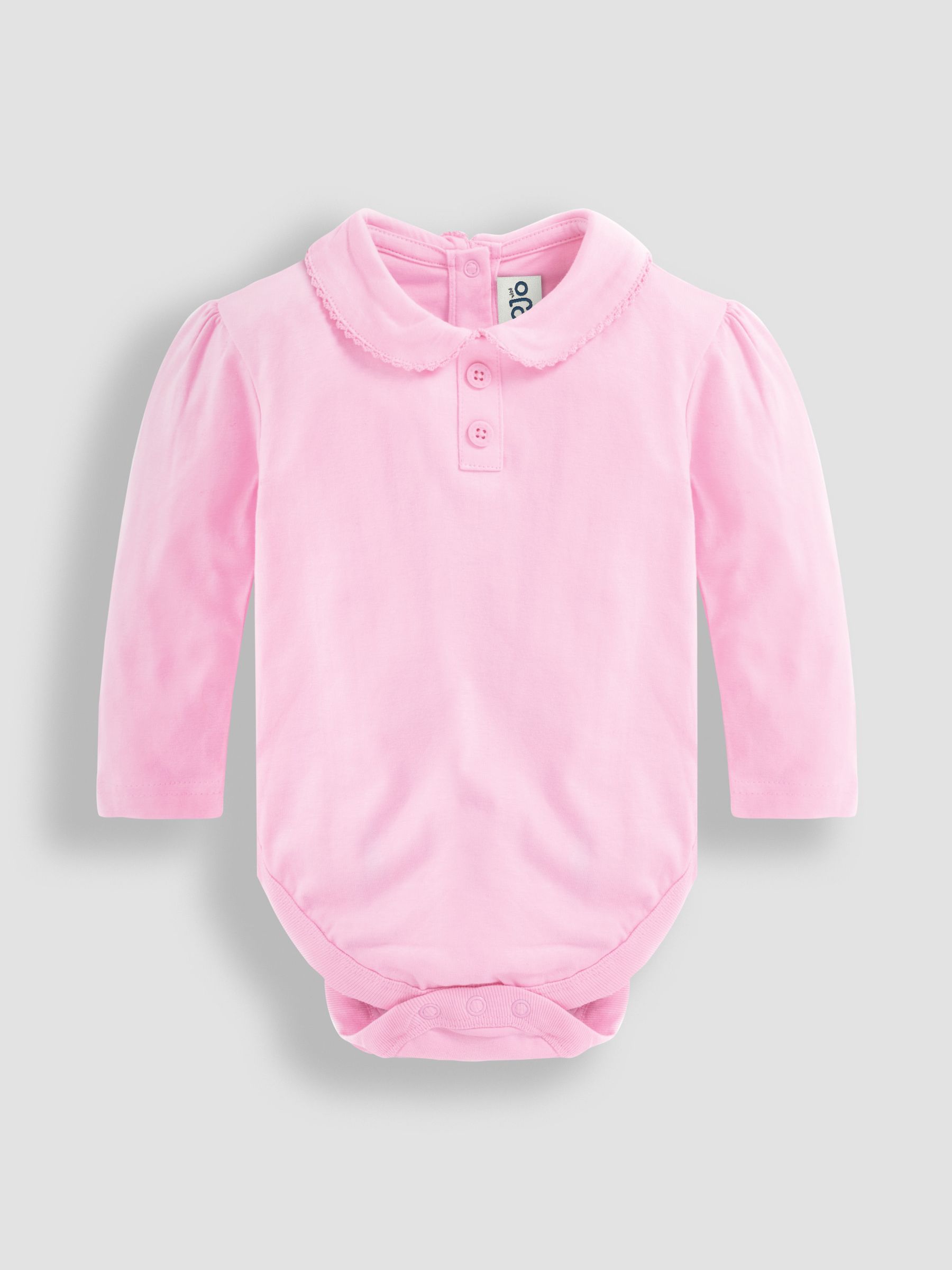 Pink Plain Long Sleeve Peter Pan Bodysuit - Image 1 of 3