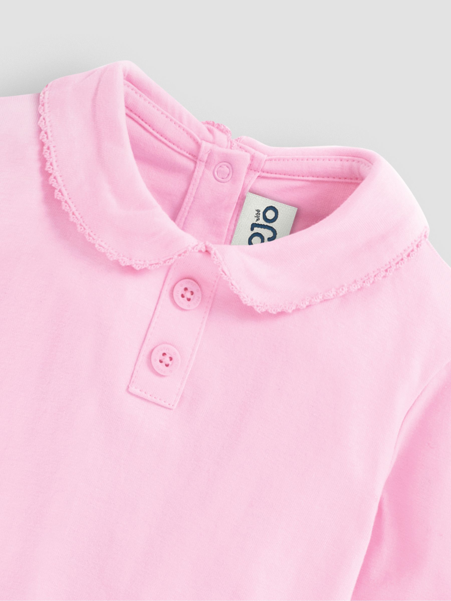 Pink Plain Long Sleeve Peter Pan Bodysuit - Image 3 of 3