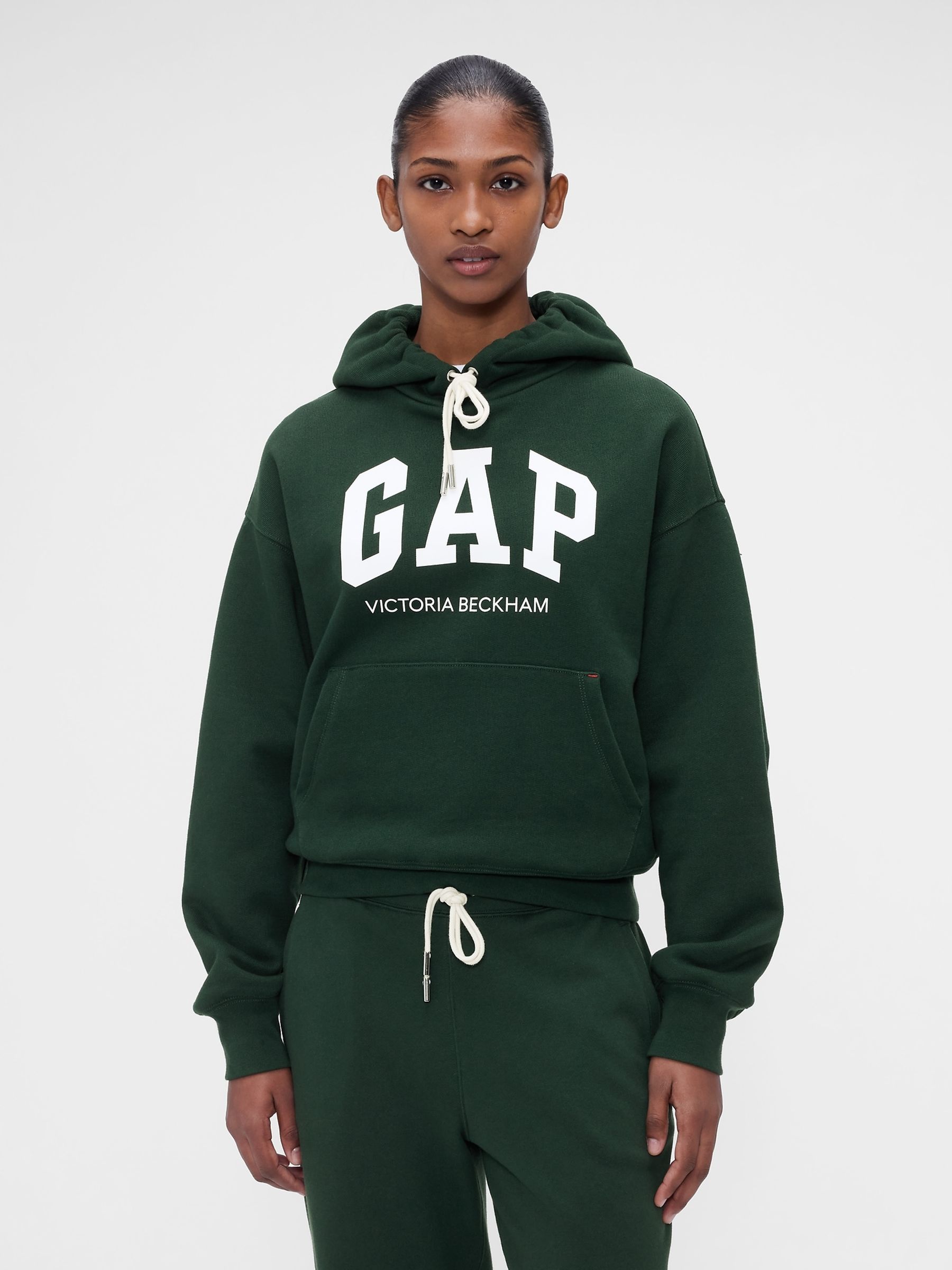 Gap x Victoria Beckham Green Heavyweight French Terry Hoodie - Image 1 of 8 Gap x Victoria Beckham Green Heavyweight French Terry Hoodie - Image 1 of 8