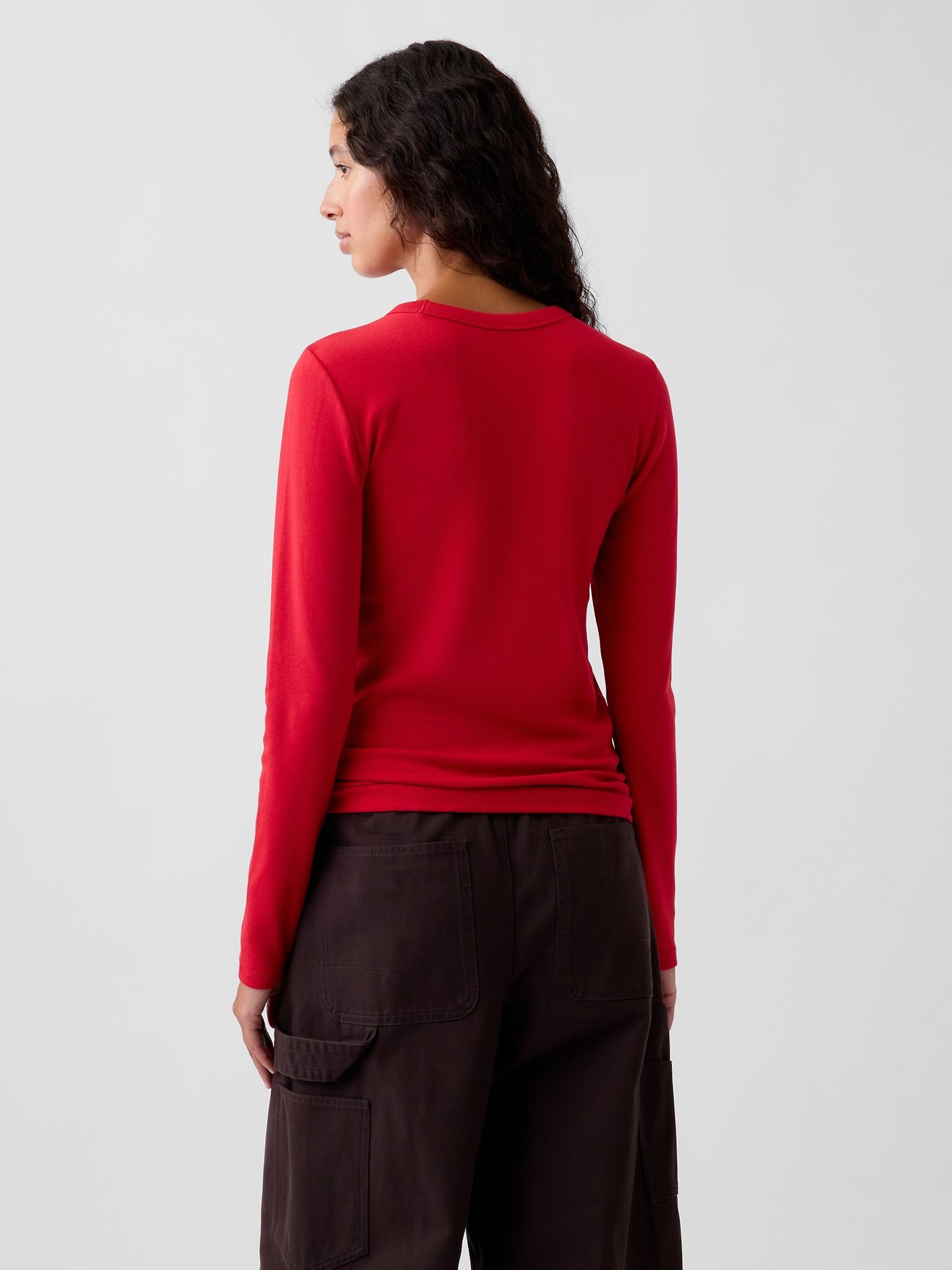 Red Modern Long Sleeve T-Shirt - Image 2 of 3