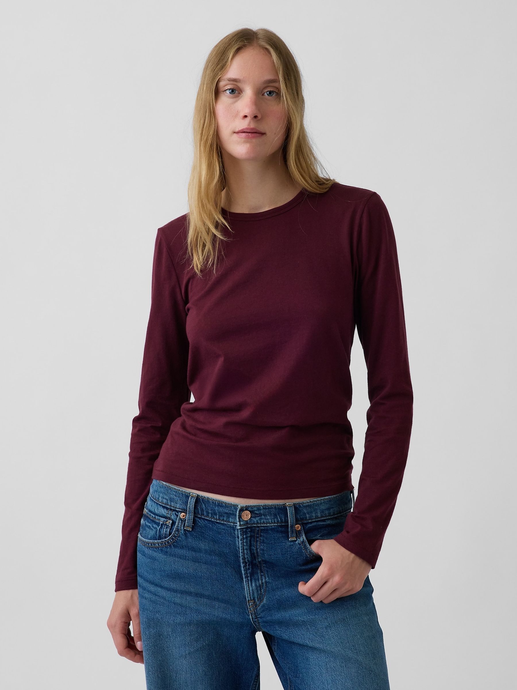 Burgundy Red Vintage Soft Long Sleeve T-Shirt - Image 1 of 3