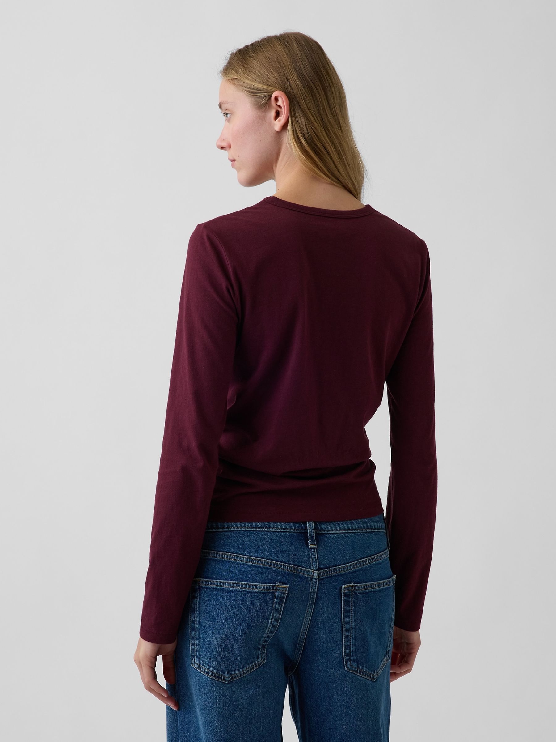 Burgundy Red Vintage Soft Long Sleeve T-Shirt - Image 2 of 3 Burgundy Red Vintage Soft Long Sleeve T-Shirt - Image 2 of 3