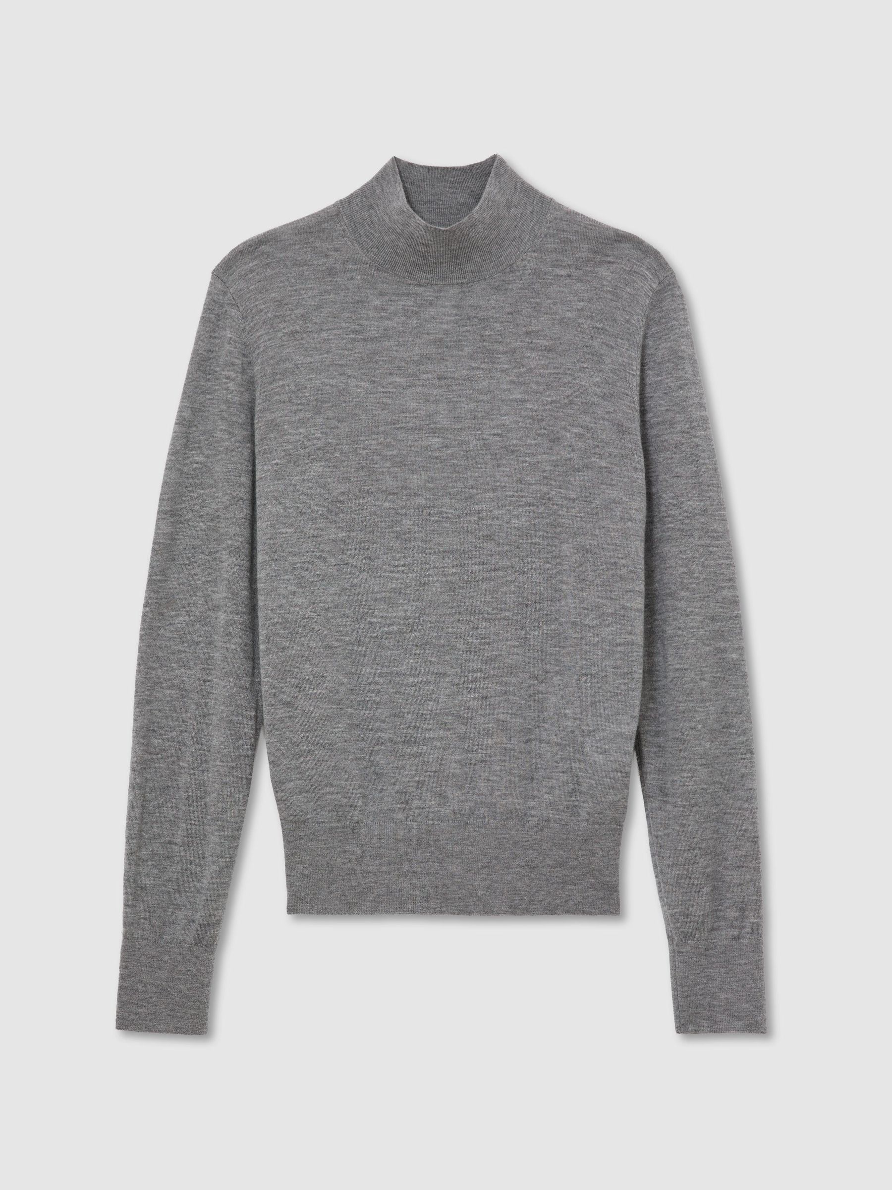 Ultra-Soft Merino Wool High-Neck Jumper in Grey - Image 2 of 6