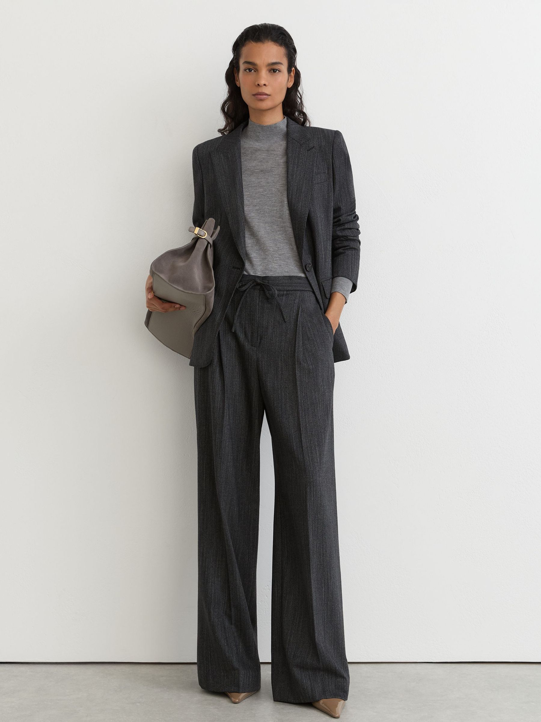 Ultra-Soft Merino Wool High-Neck Jumper in Grey - Image 3 of 6