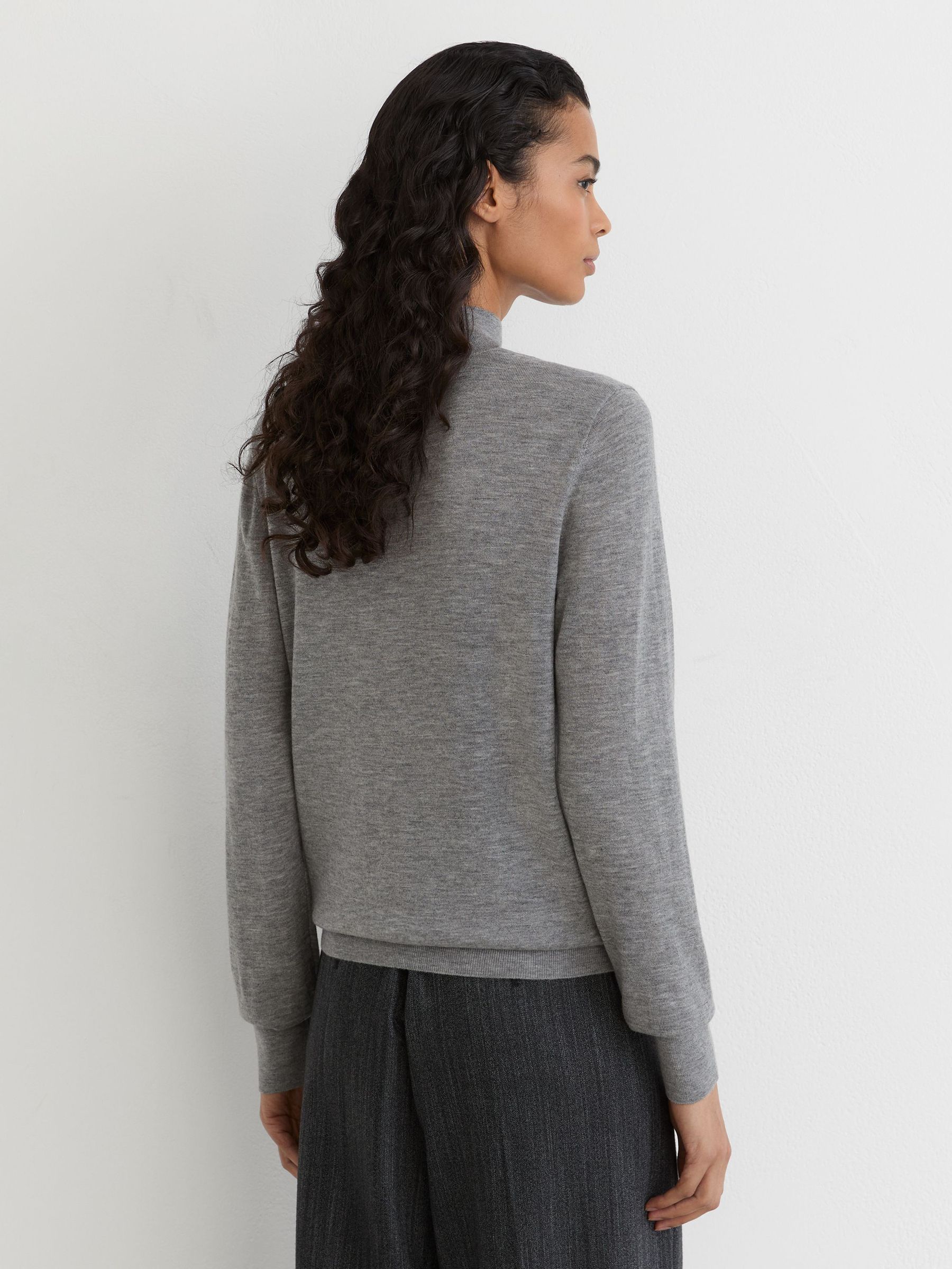 Ultra-Soft Merino Wool High-Neck Jumper in Grey - Image 5 of 6