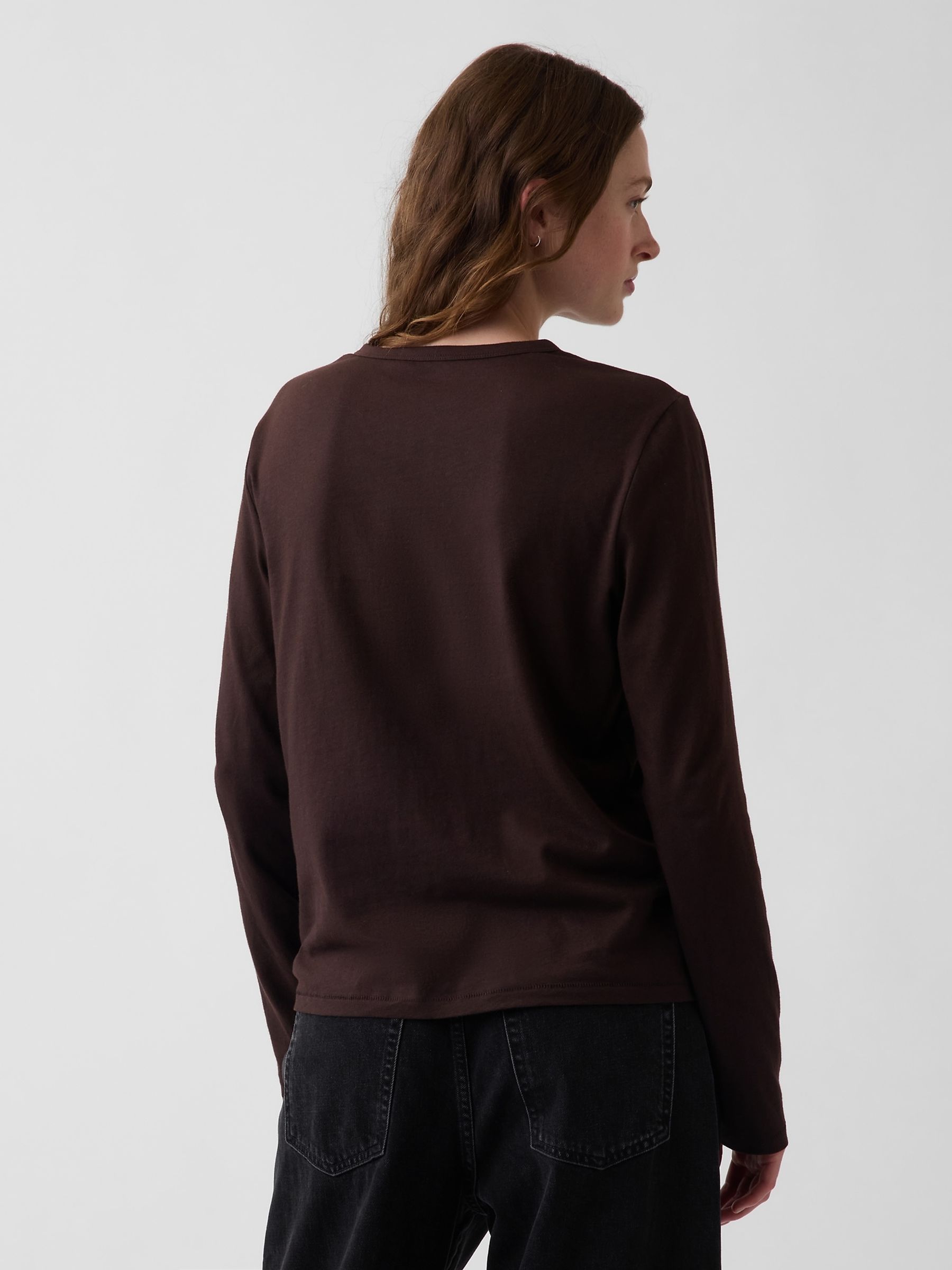 Dark Brown Vintage Soft Long Sleeve T-Shirt - Image 2 of 4 Dark Brown Vintage Soft Long Sleeve T-Shirt - Image 2 of 4