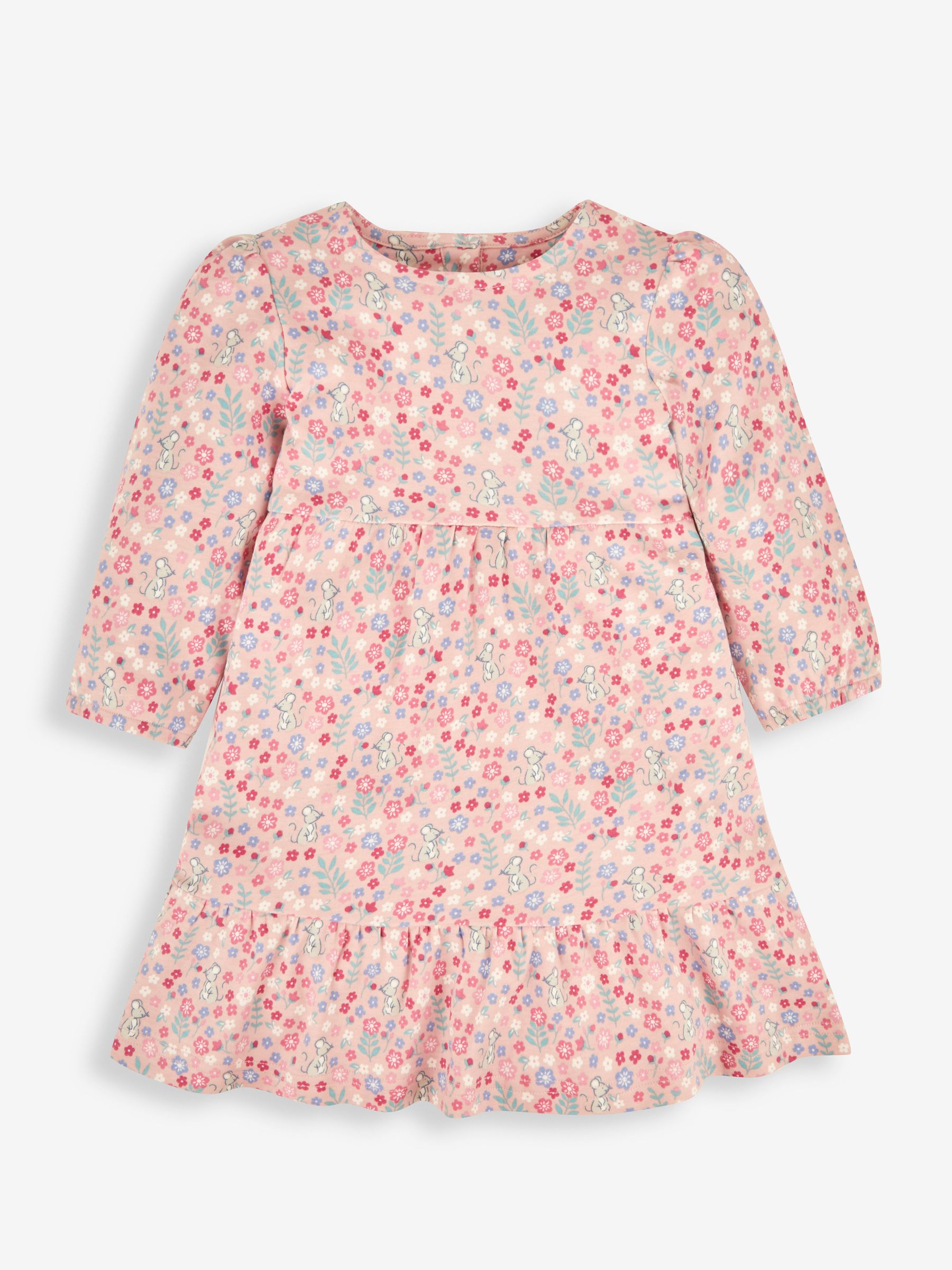 Pink Girls' Pretty Mouse Floral Tiered Dress - Image 1 of 3