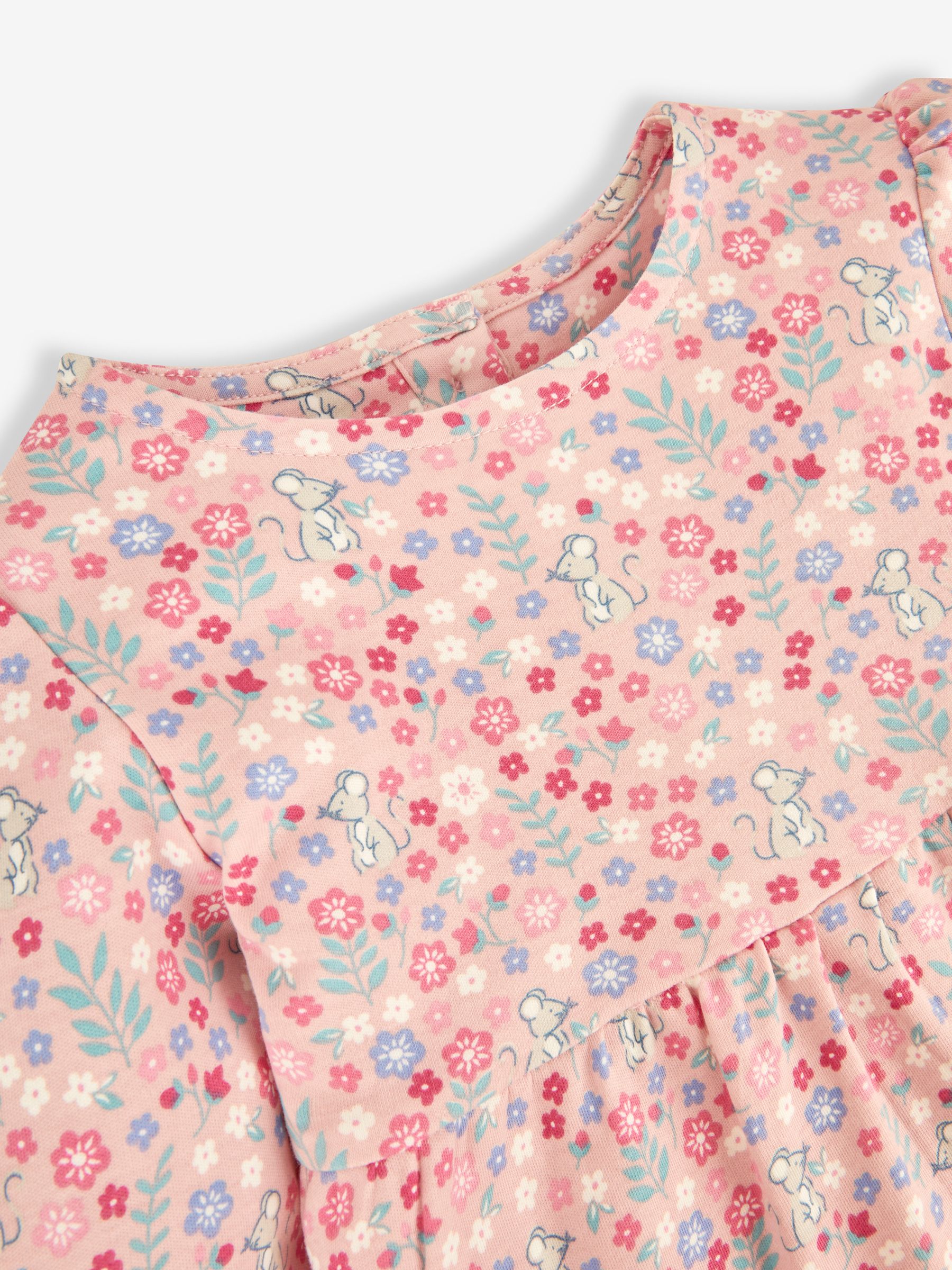 Pink Girls' Pretty Mouse Floral Tiered Dress - Image 2 of 3