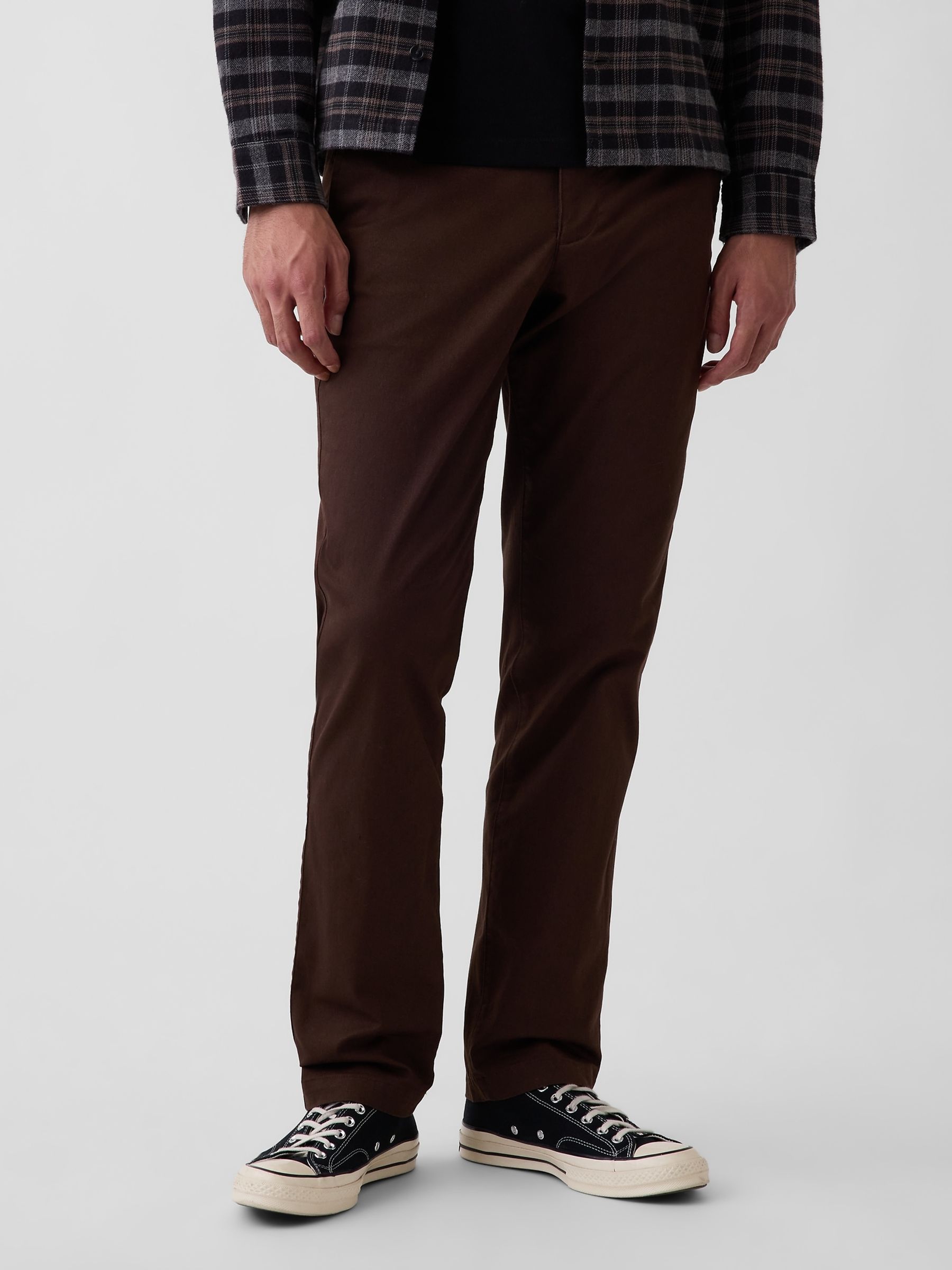 Dark Brown Modern Straight Chinos - Image 1 of 6