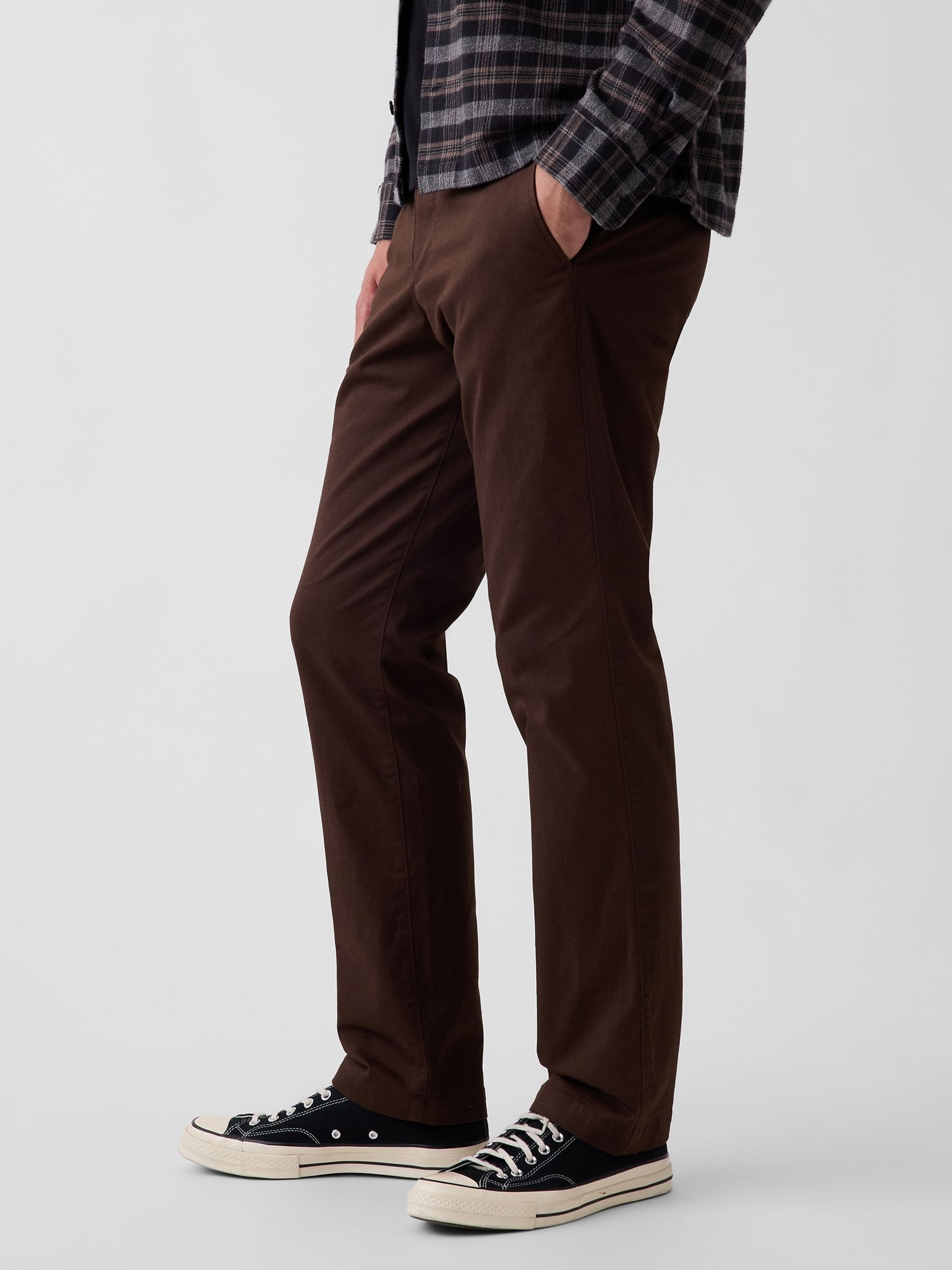 Dark Brown Modern Straight Chinos - Image 3 of 6