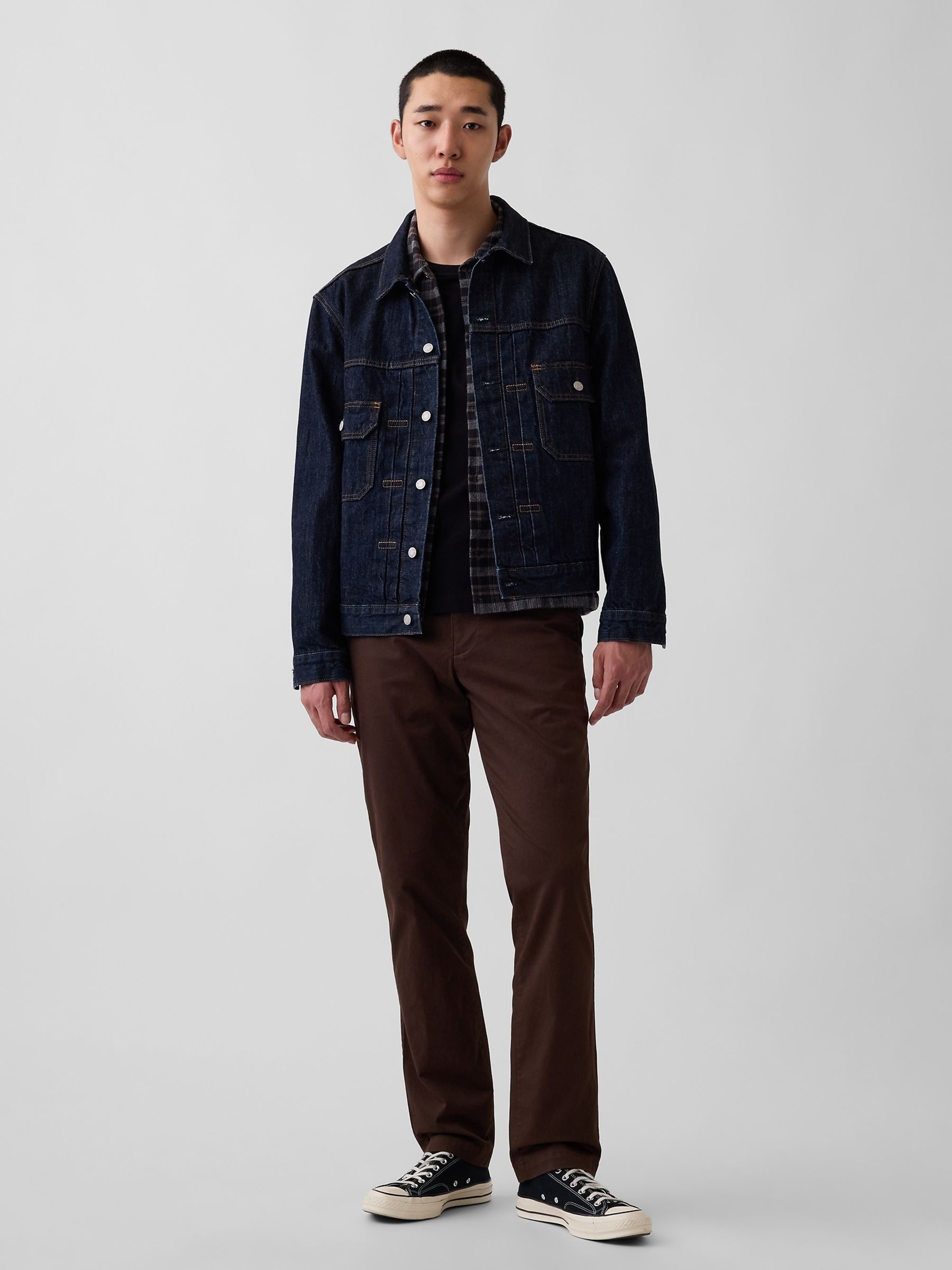 Dark Brown Modern Straight Chinos - Image 4 of 6