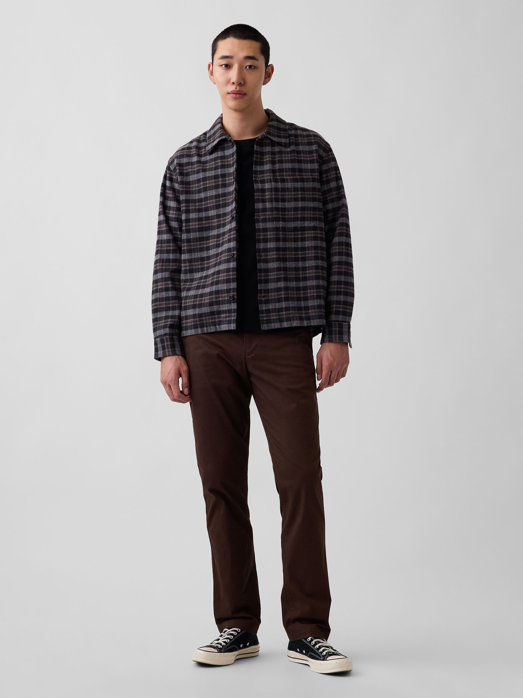 Dark Brown Modern Straight Chinos - Image 5 of 6