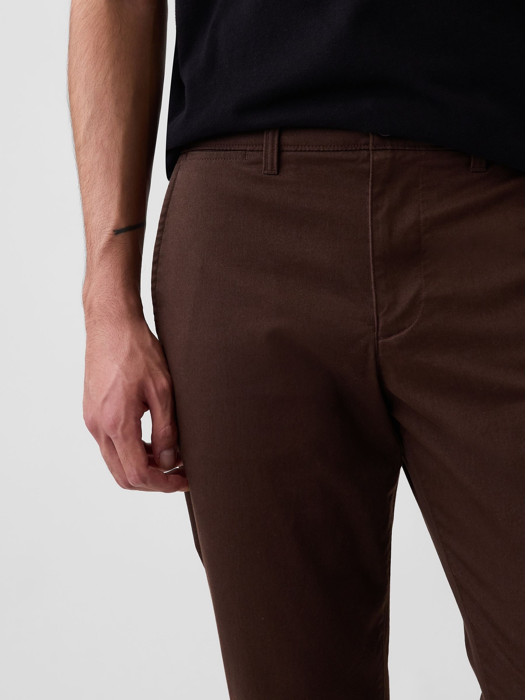 Dark Brown Modern Straight Chinos - Image 6 of 6