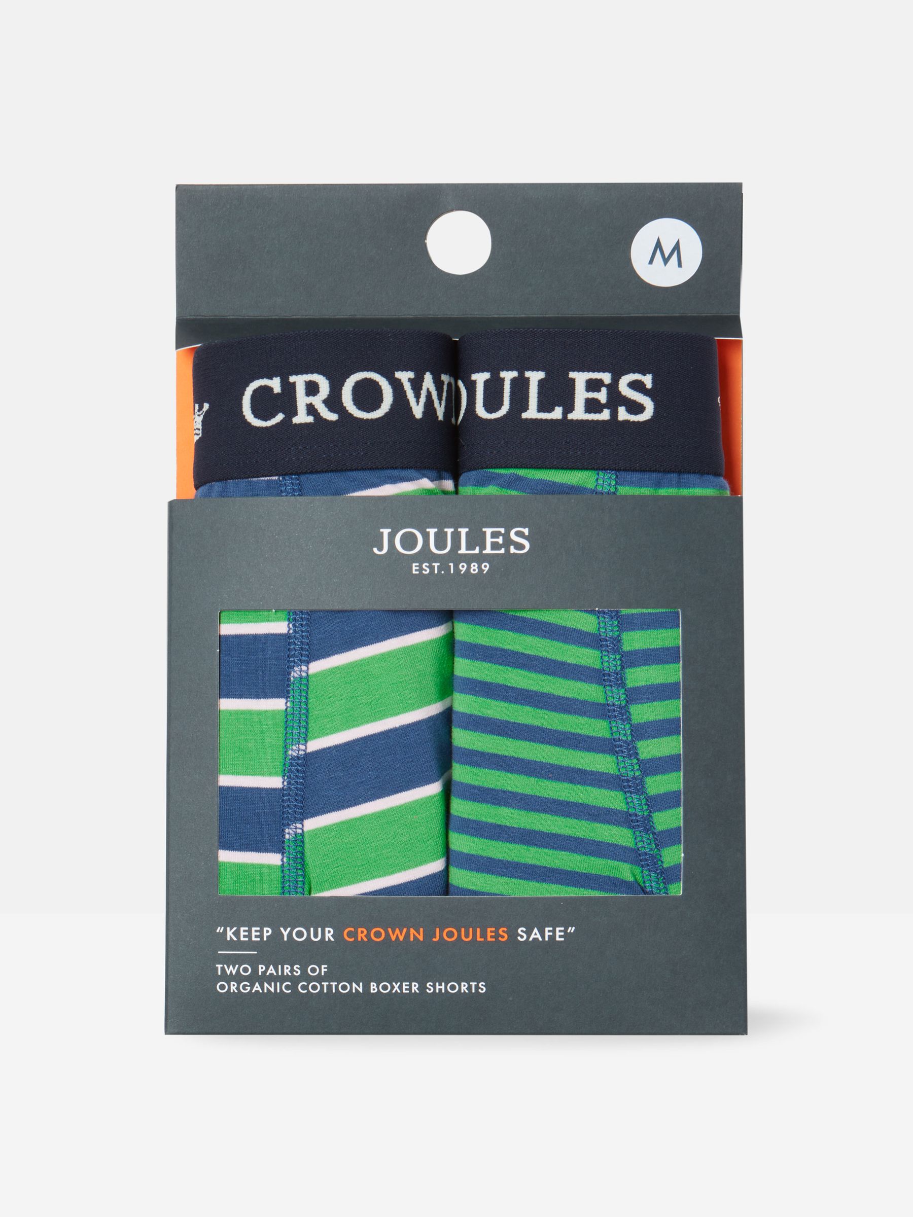 Crown Joules Green/Blue Pack of Two Cotton Boxers - Image 1 of 4