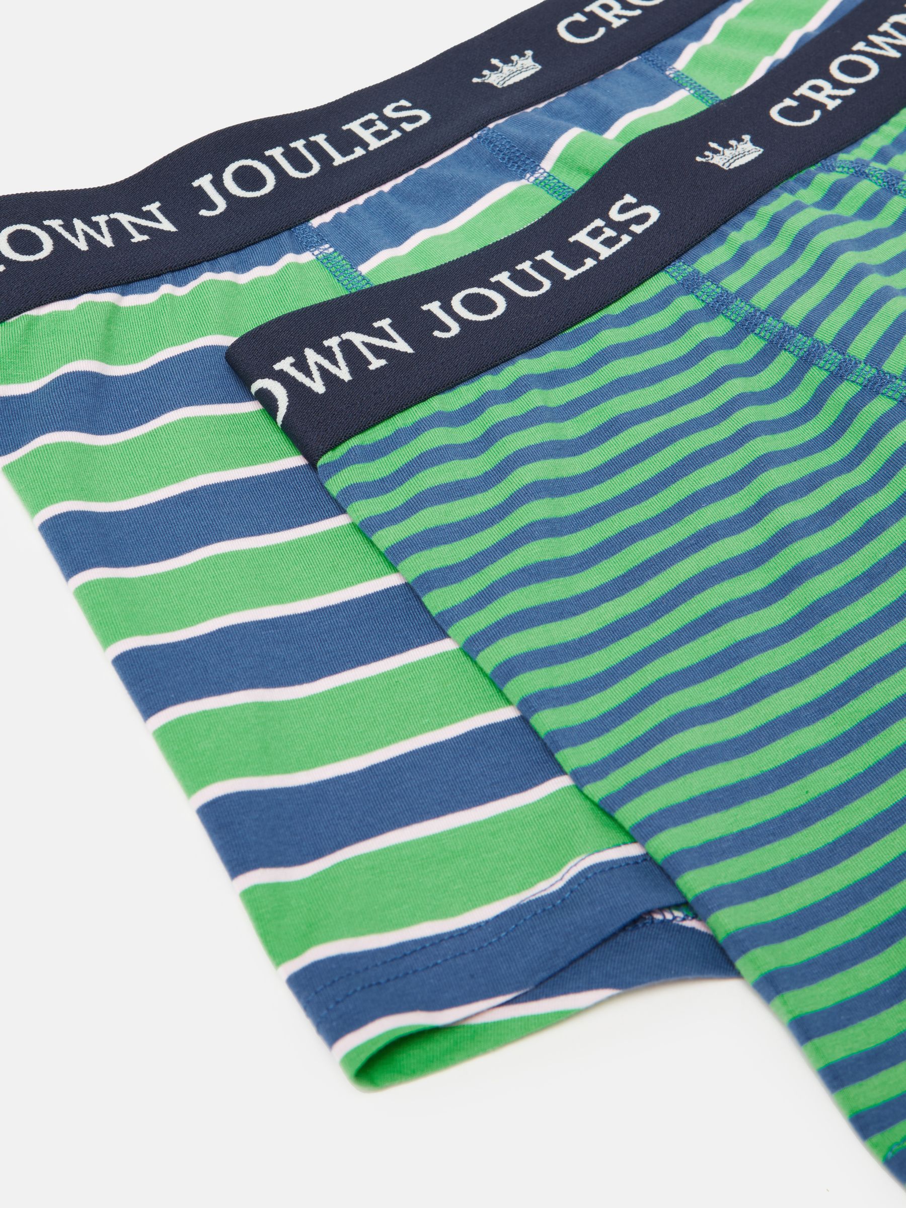 Crown Joules Green/Blue Pack of Two Cotton Boxers - Image 4 of 4