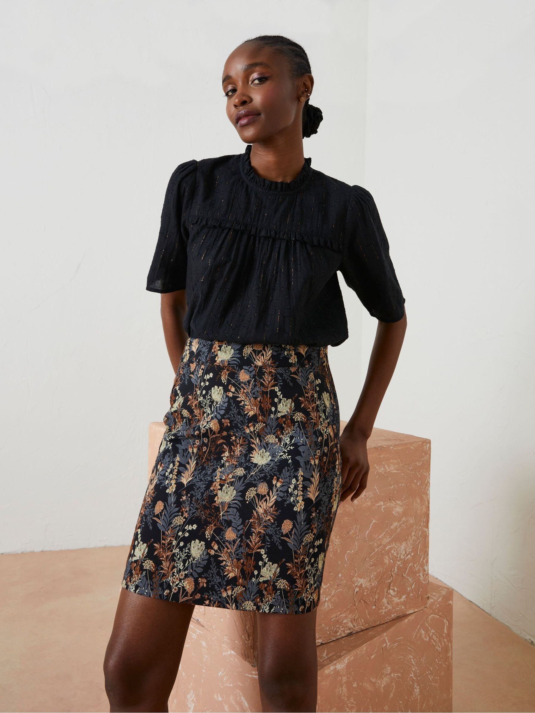 Black Cally Jacquard Skirt - Image 3 of 5