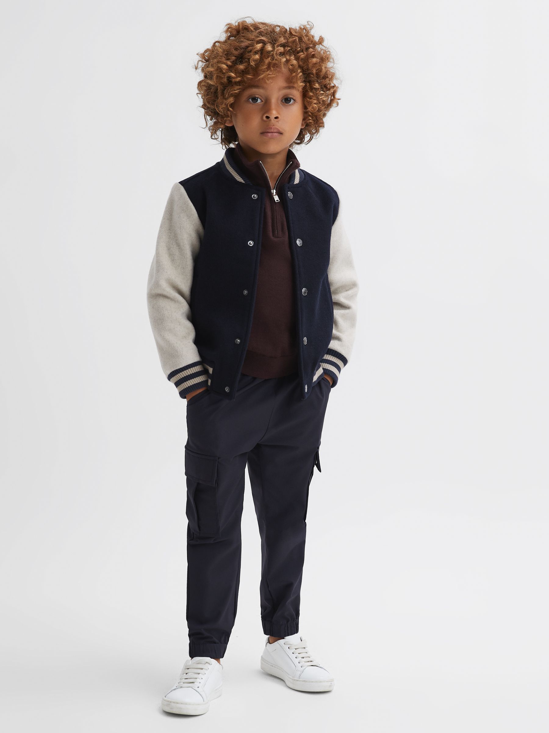 3-9 yrs Quarter Zip Merino Wool Jumper in Bordeaux - Image 6 of 7