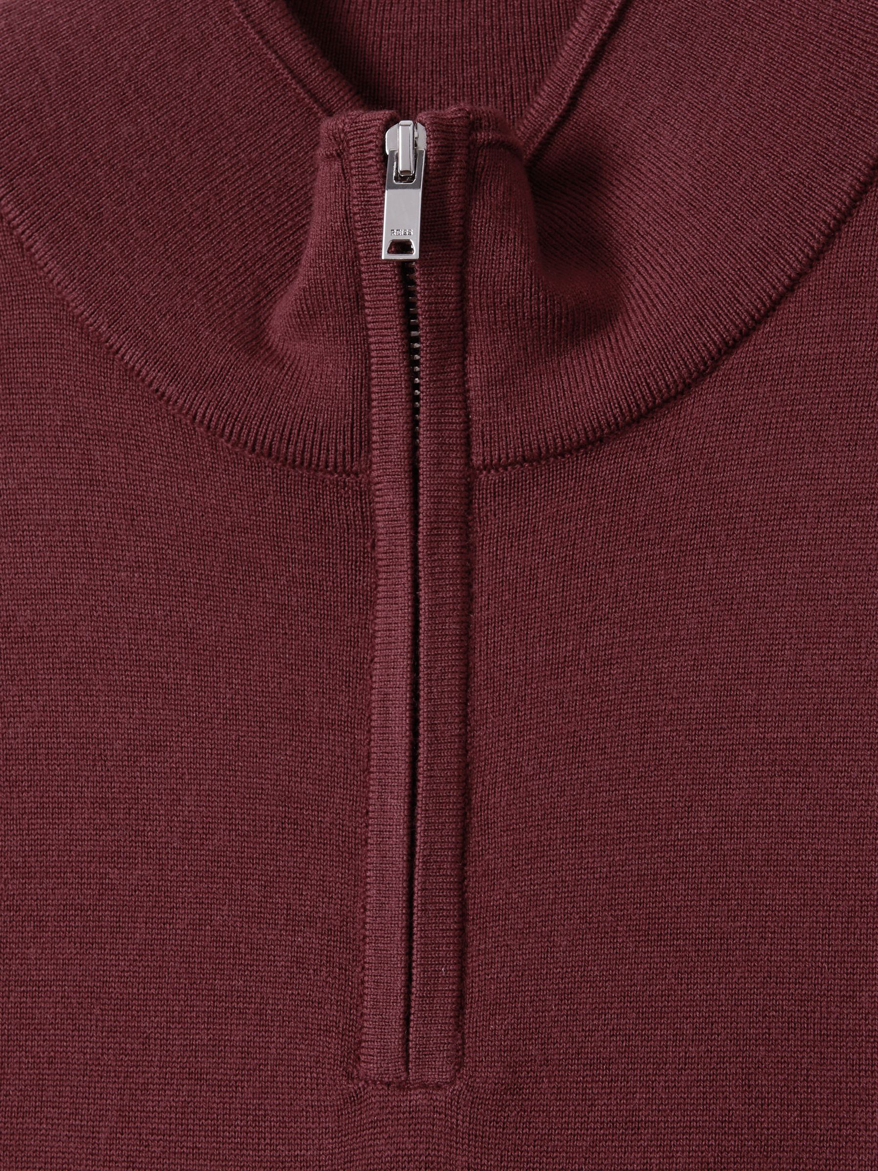 Merino Wool Half Zip Funnel Neck Jumper in Brick Red - Image 6 of 6