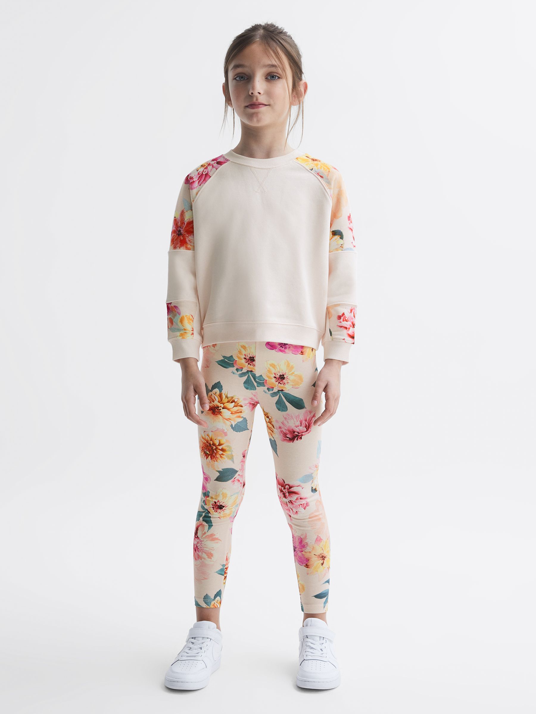 9-12 yrs Floral Print Cotton Jersey Sweatshirt in Pink - Image 1 of 6 9-12 yrs Floral Print Cotton Jersey Sweatshirt in Pink - Image 1 of 6