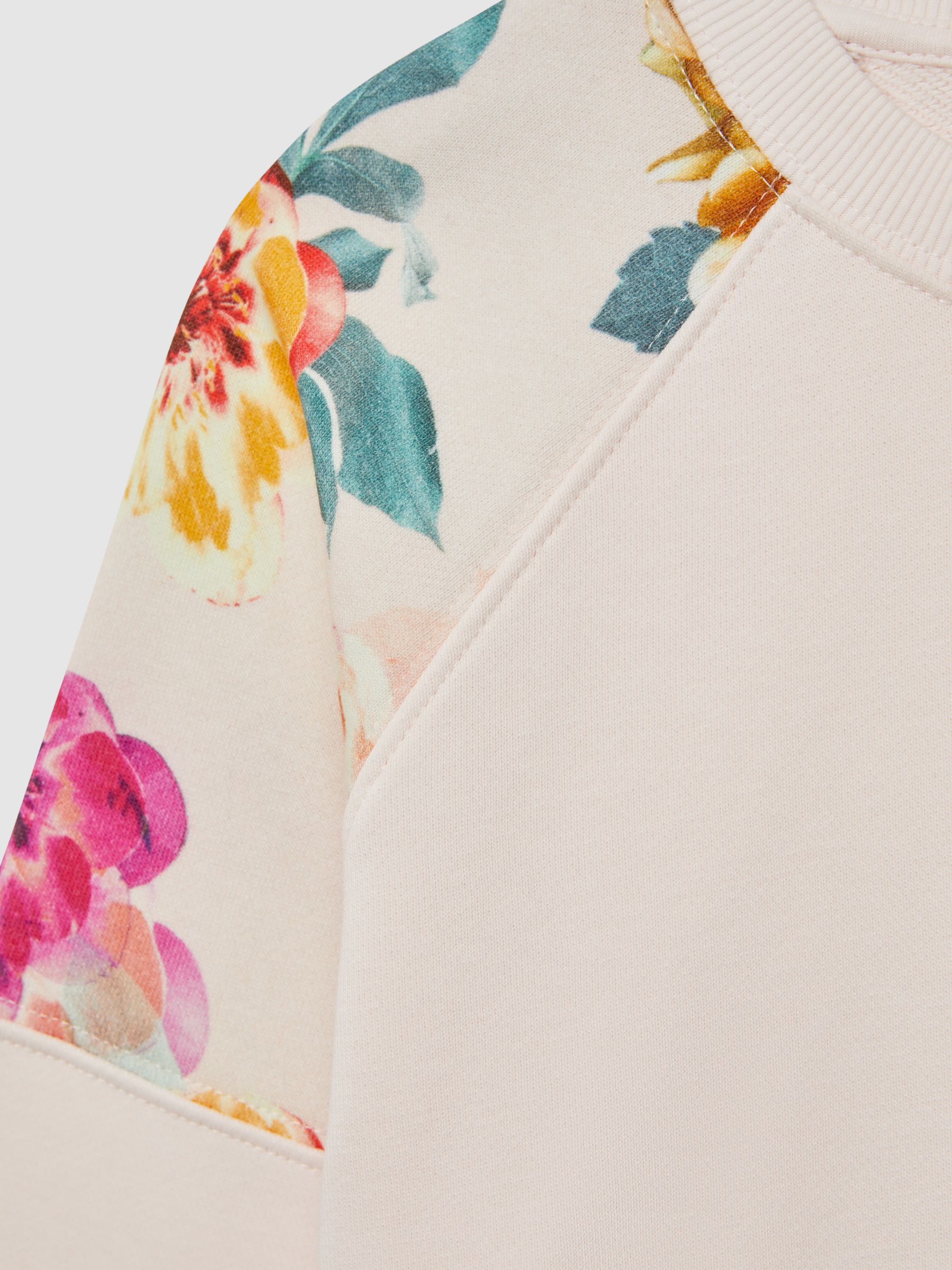 9-12 yrs Floral Print Cotton Jersey Sweatshirt in Pink - Image 6 of 6