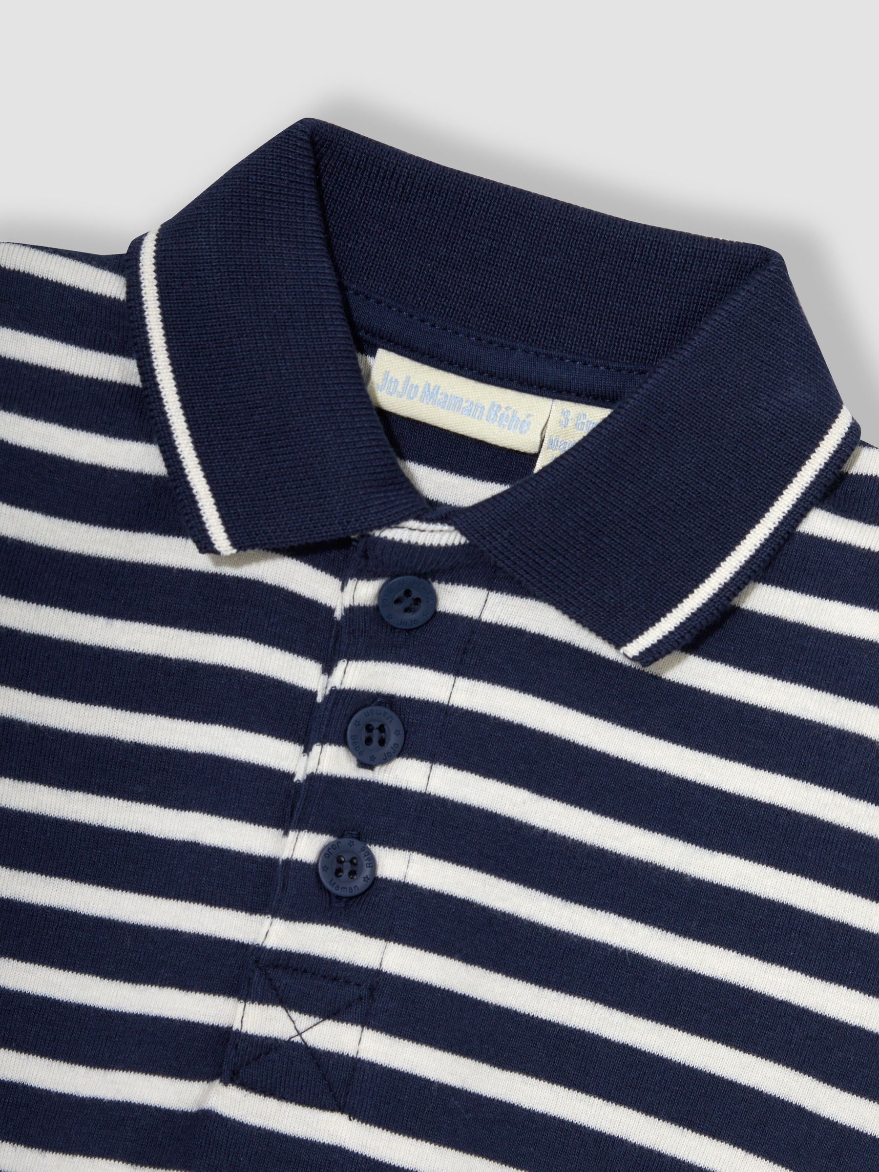Navy Ecru Stripe Short Sleeve Polo Shirt Bodysuit - Image 2 of 3