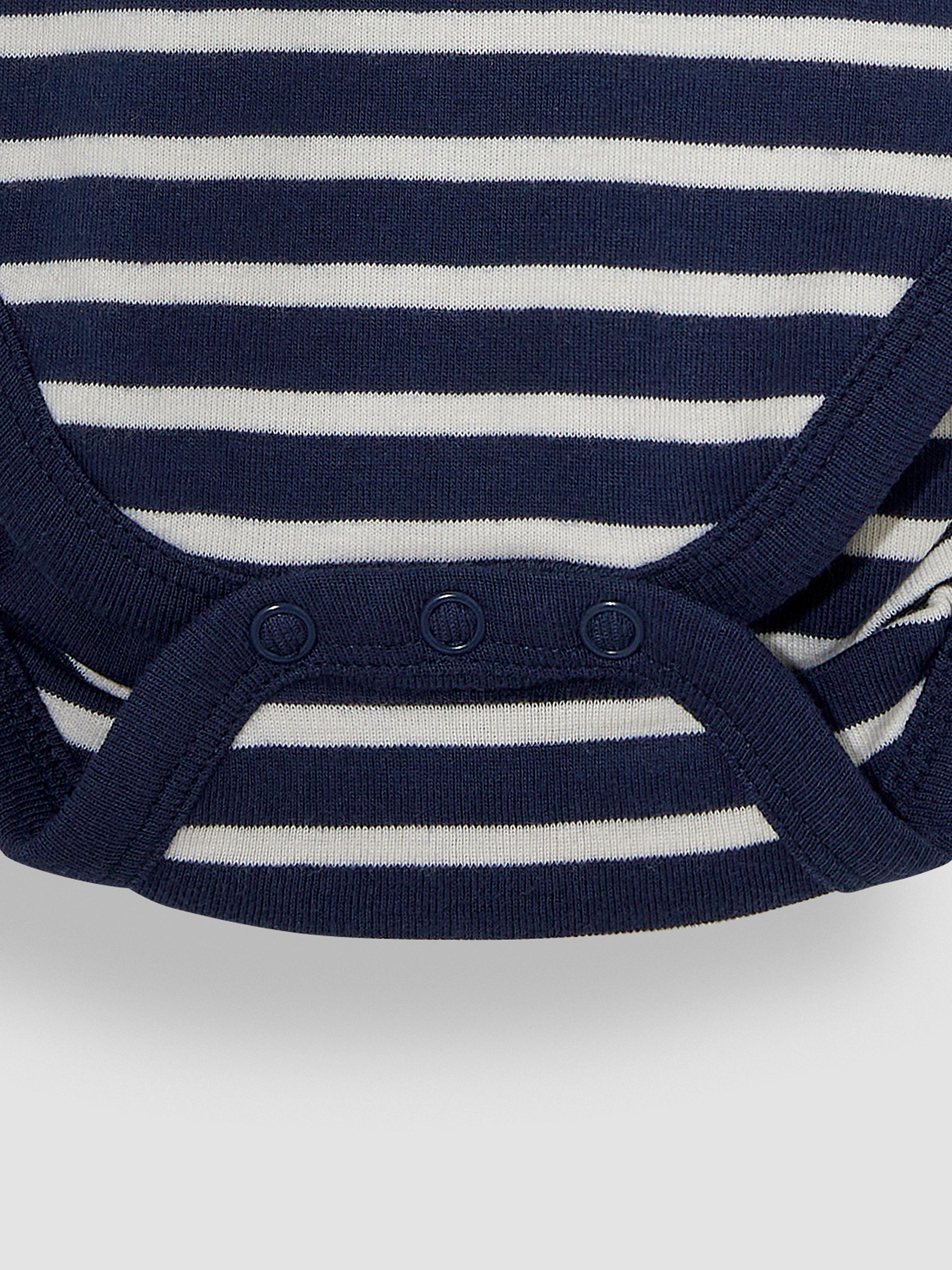 Navy Ecru Stripe Short Sleeve Polo Shirt Bodysuit - Image 3 of 3
