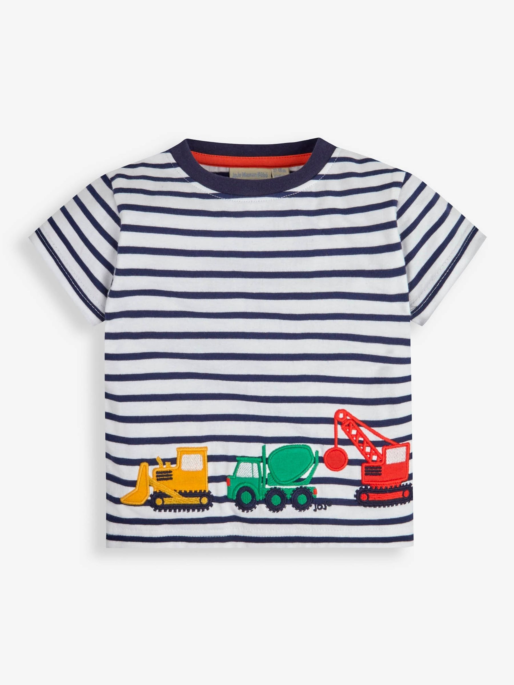 White Navy Stripe Stripe Construction Appliqué T-Shirt - Image 1 of 2