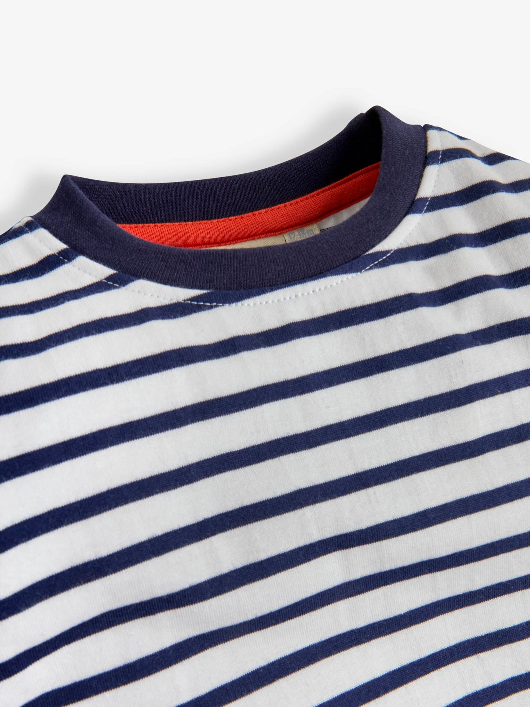 White Navy Stripe Stripe Construction Appliqué T-Shirt - Image 2 of 2
