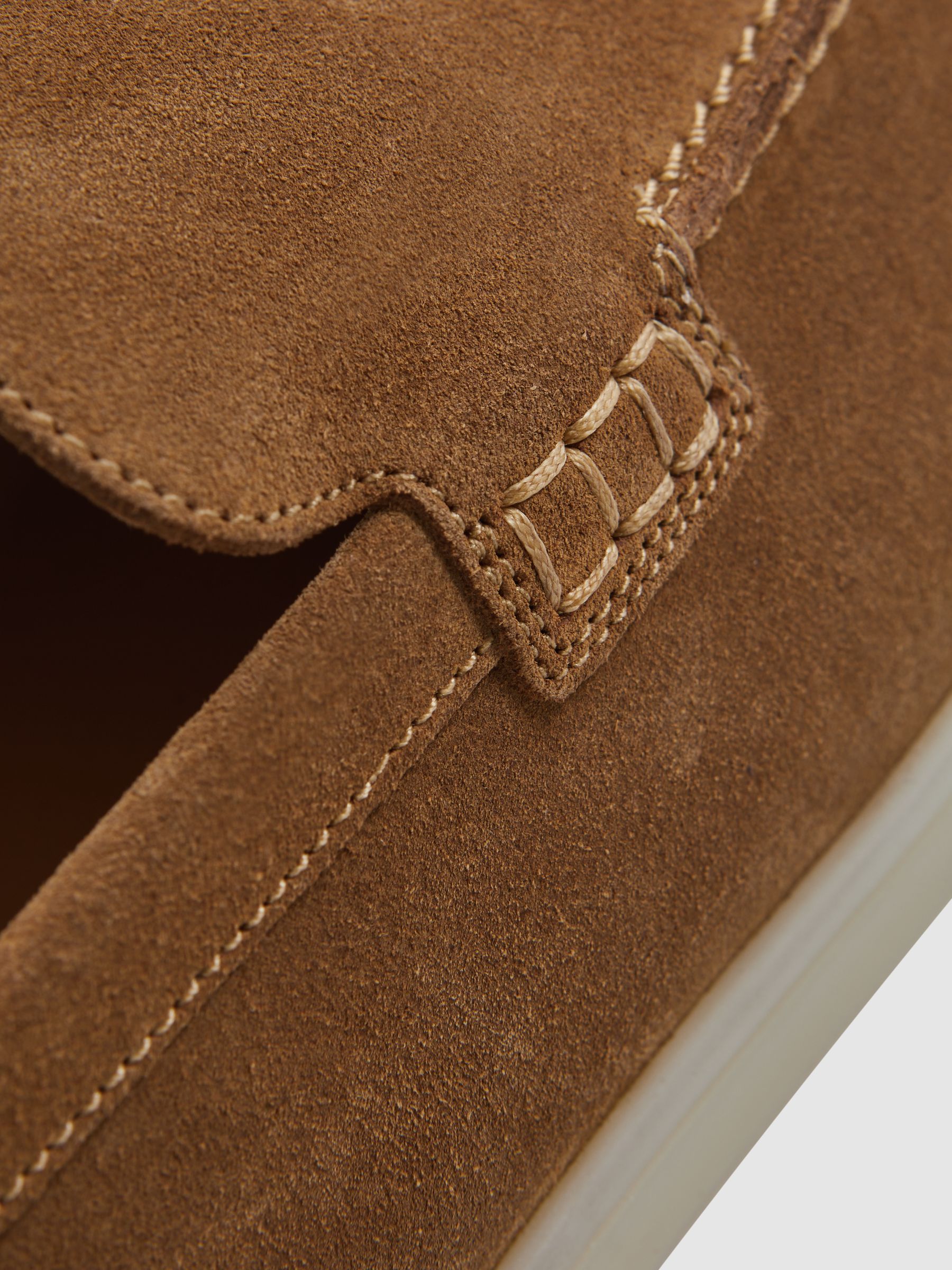 Reiss Suede Slip-On Loafers in Stone - REISS