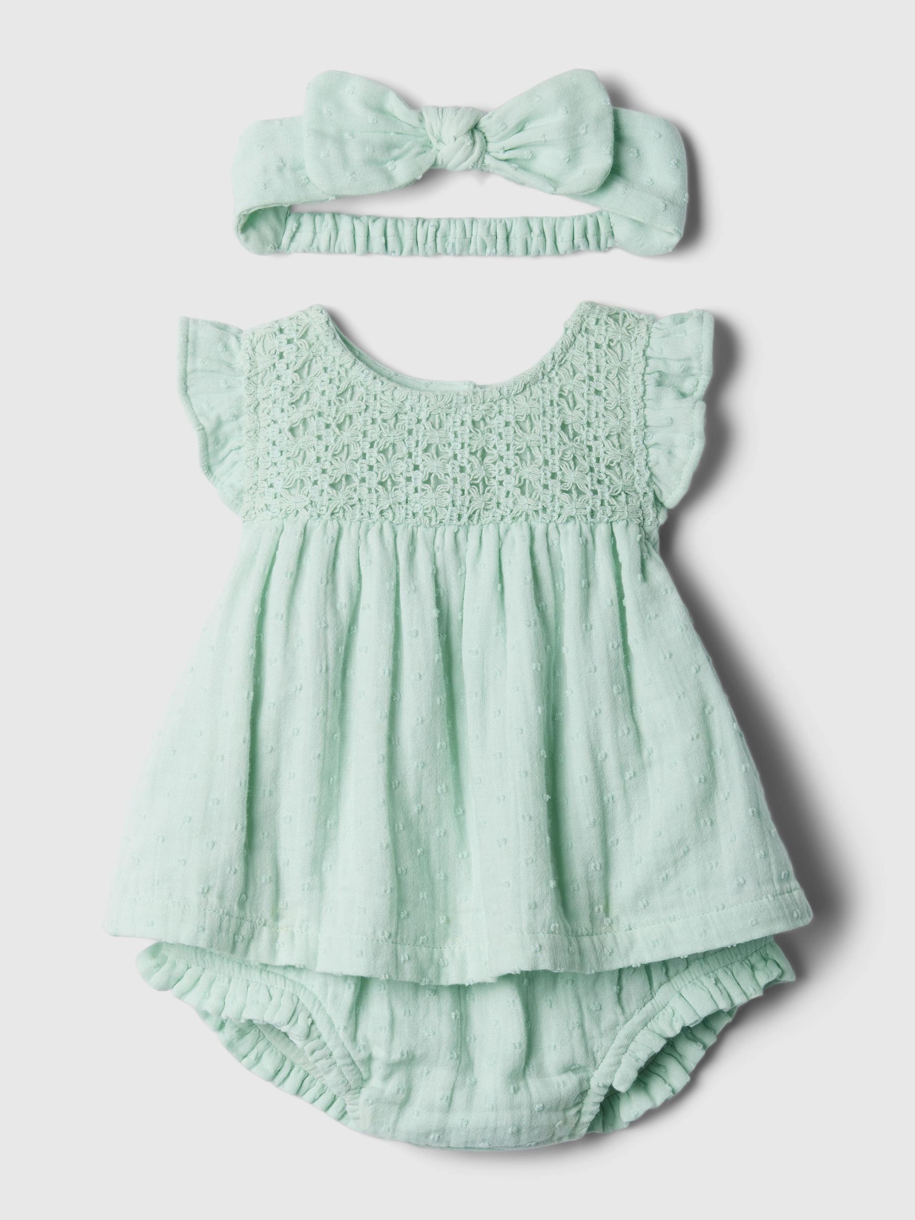 Green Cotton Baby Crochet Outfit Set (Newborn-24mths) - Image 1 of 1