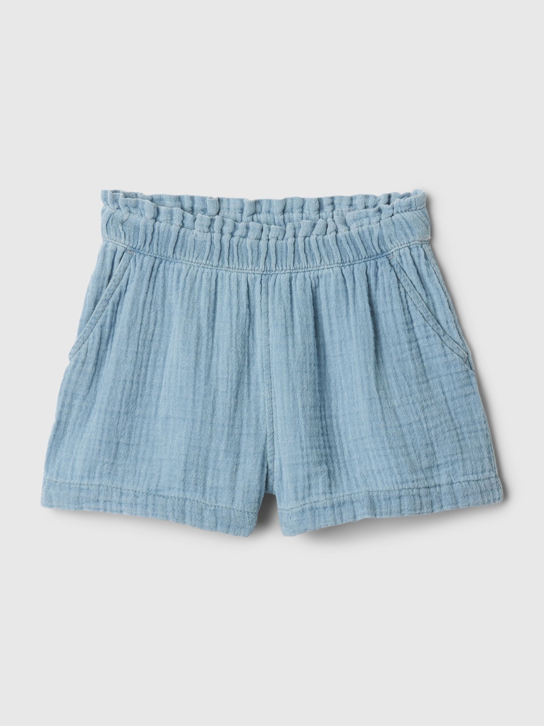 Blue Crinkle Cotton Baby Pull On Short - Image 1 of 1