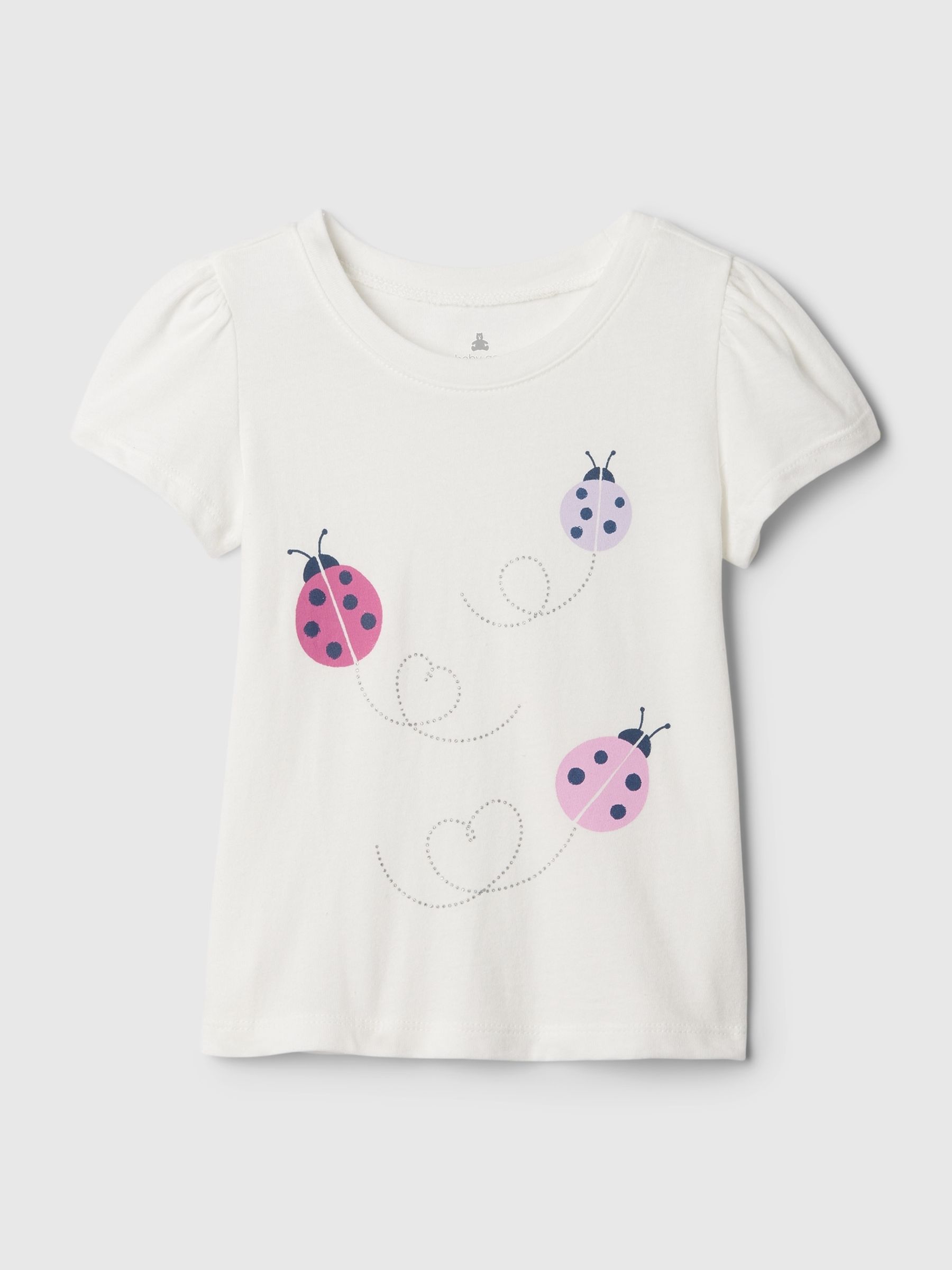 White Ladybug Graphic Print Short Sleeve Crew Neck T-Shirt (Newborn-5yrs) - Image 1 of 1