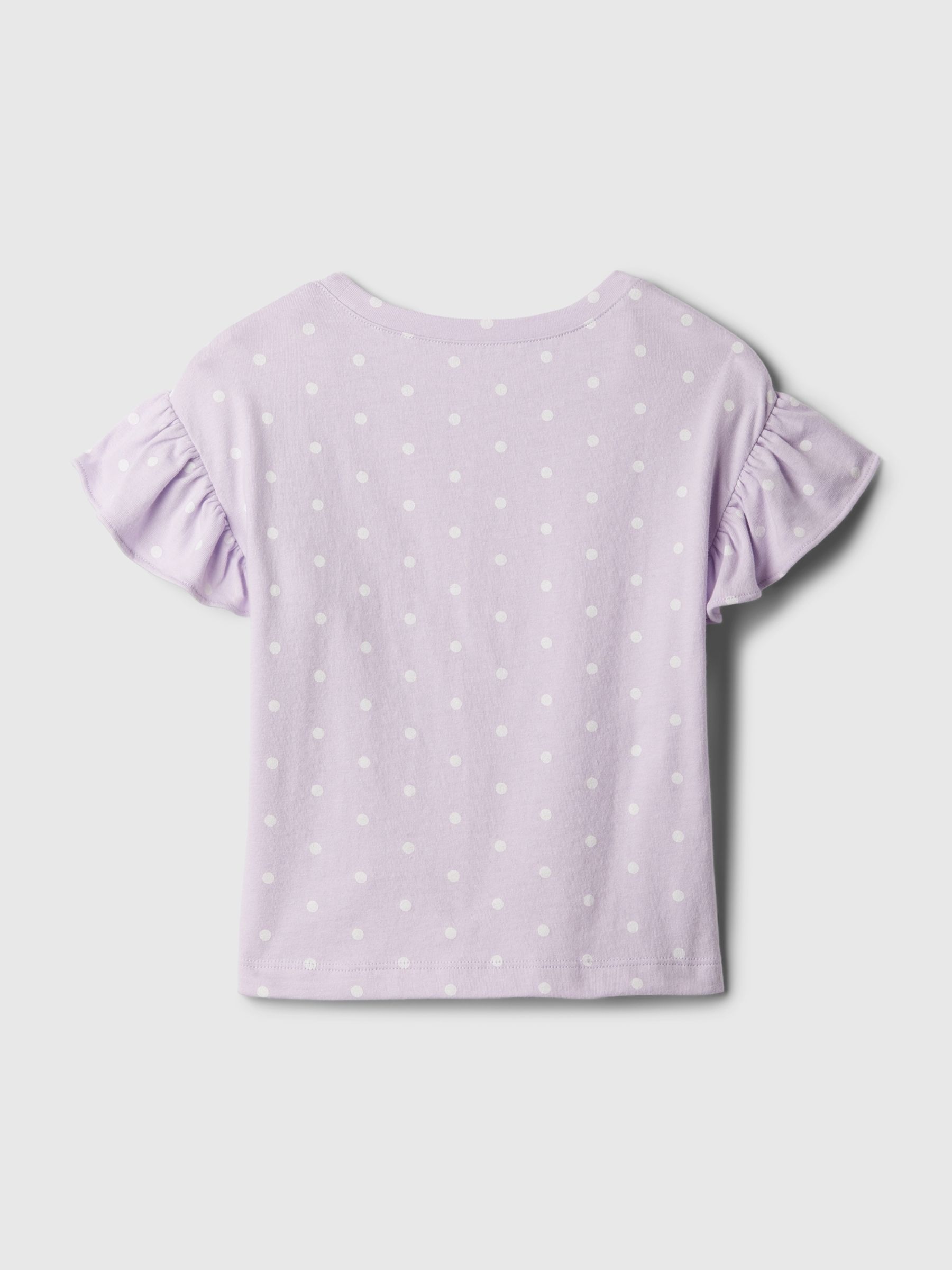 Purple Print Short Flutter Sleeve Crew Neck T-Shirt (3mths-5yrs) - Image 2 of 2